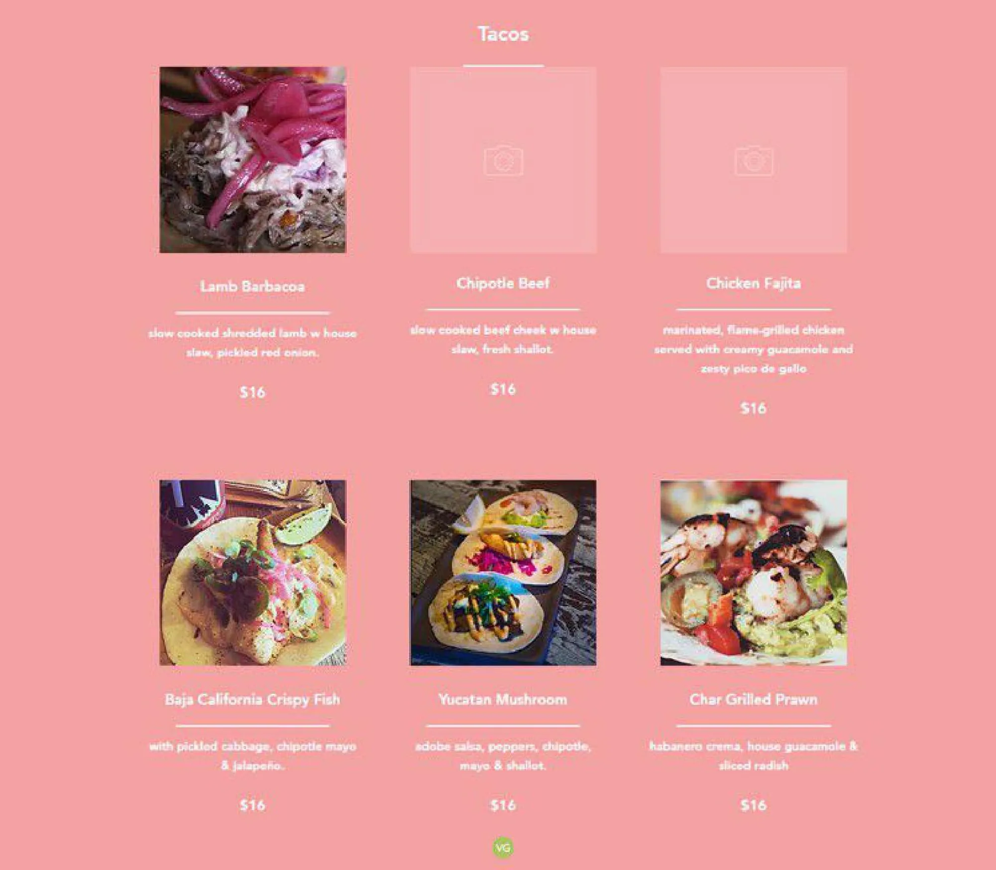 Cantina Bar menu, page 2