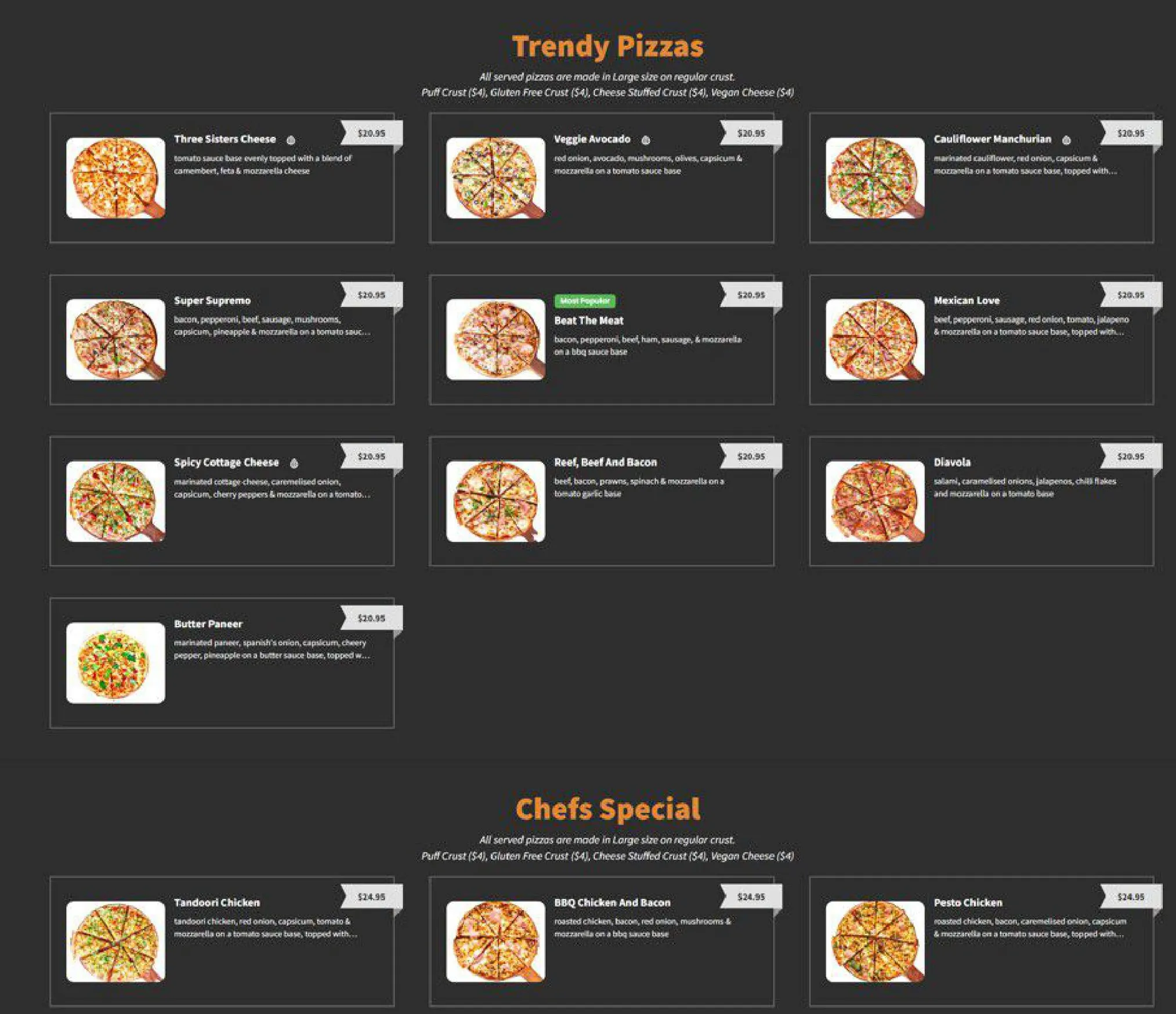 Sizzling Slice Turramurra menu, page 2