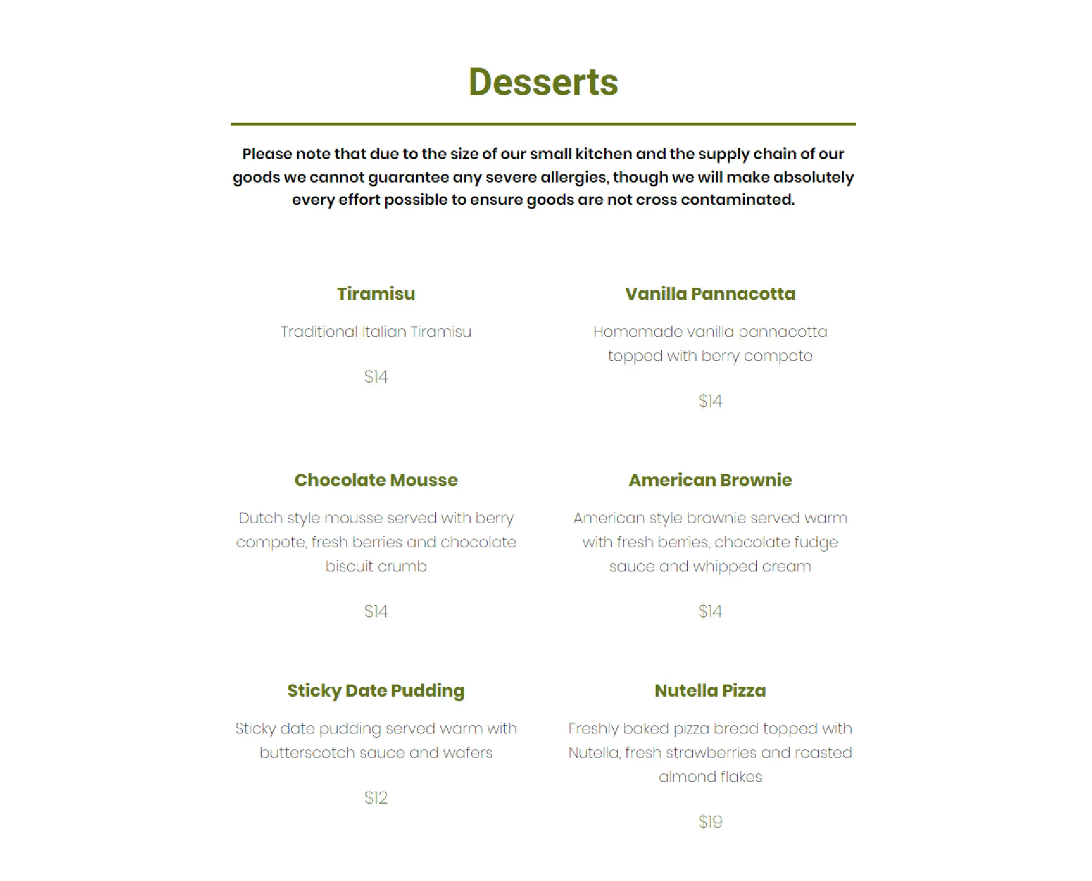 Crento Italian Collaroy menu, page 9