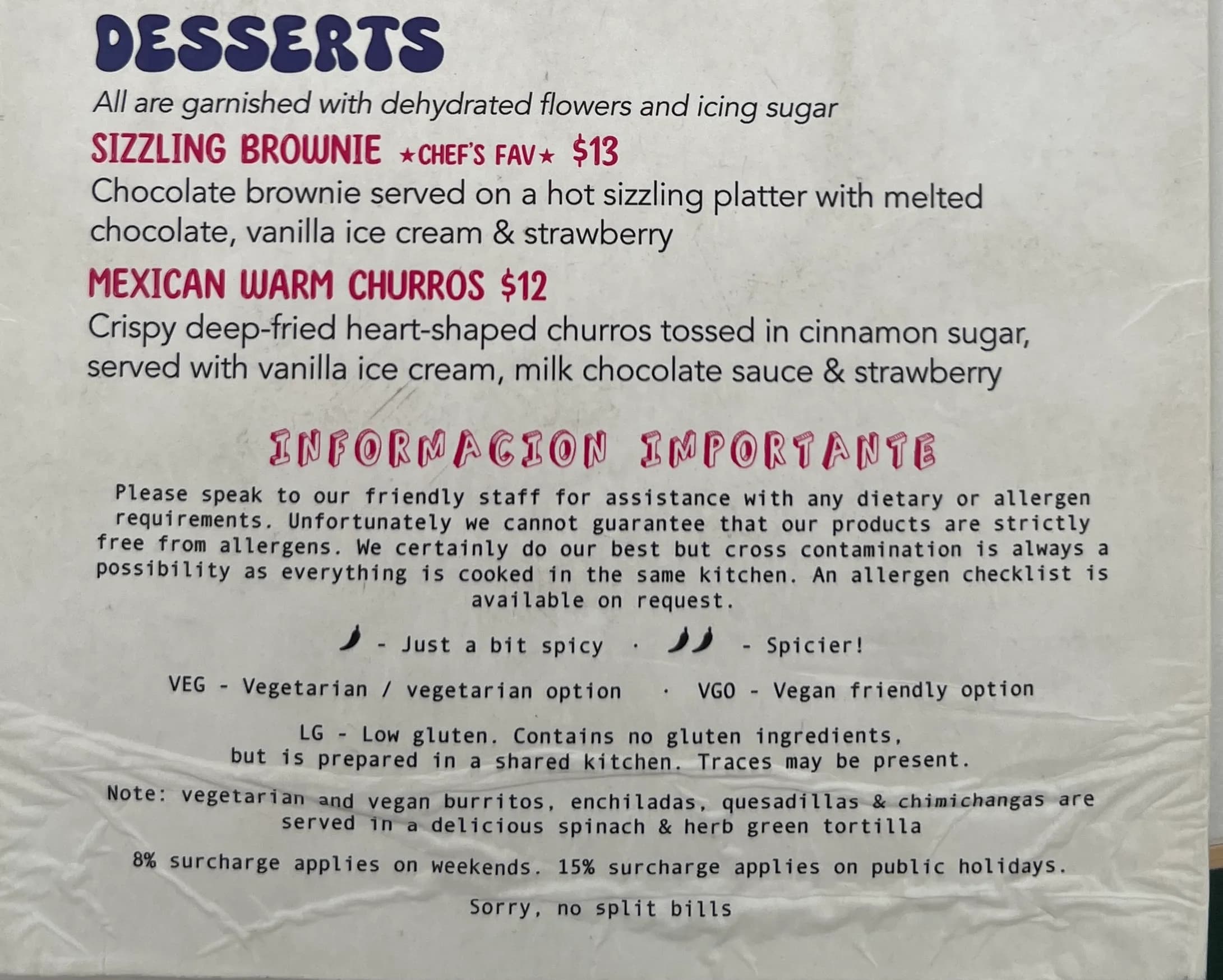 Hecho en Mexico menu, page 3