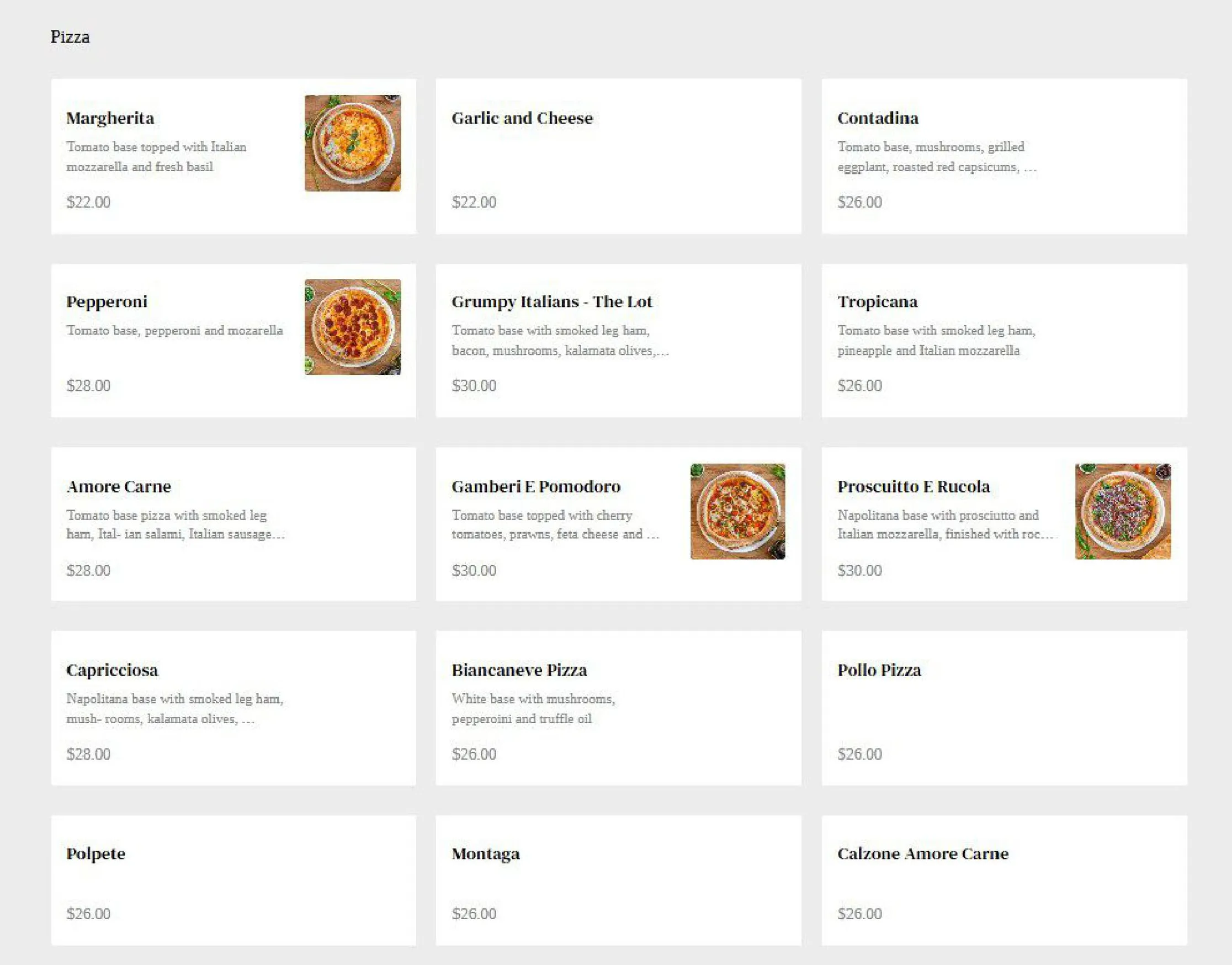 The Grumpy Italian menu, page 5