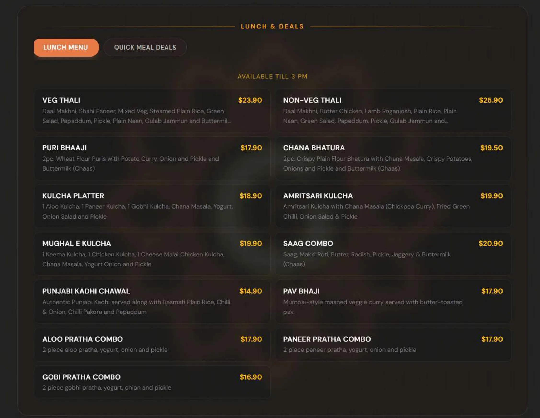 Gazab Indian Restaurant & Bar menu, page 3