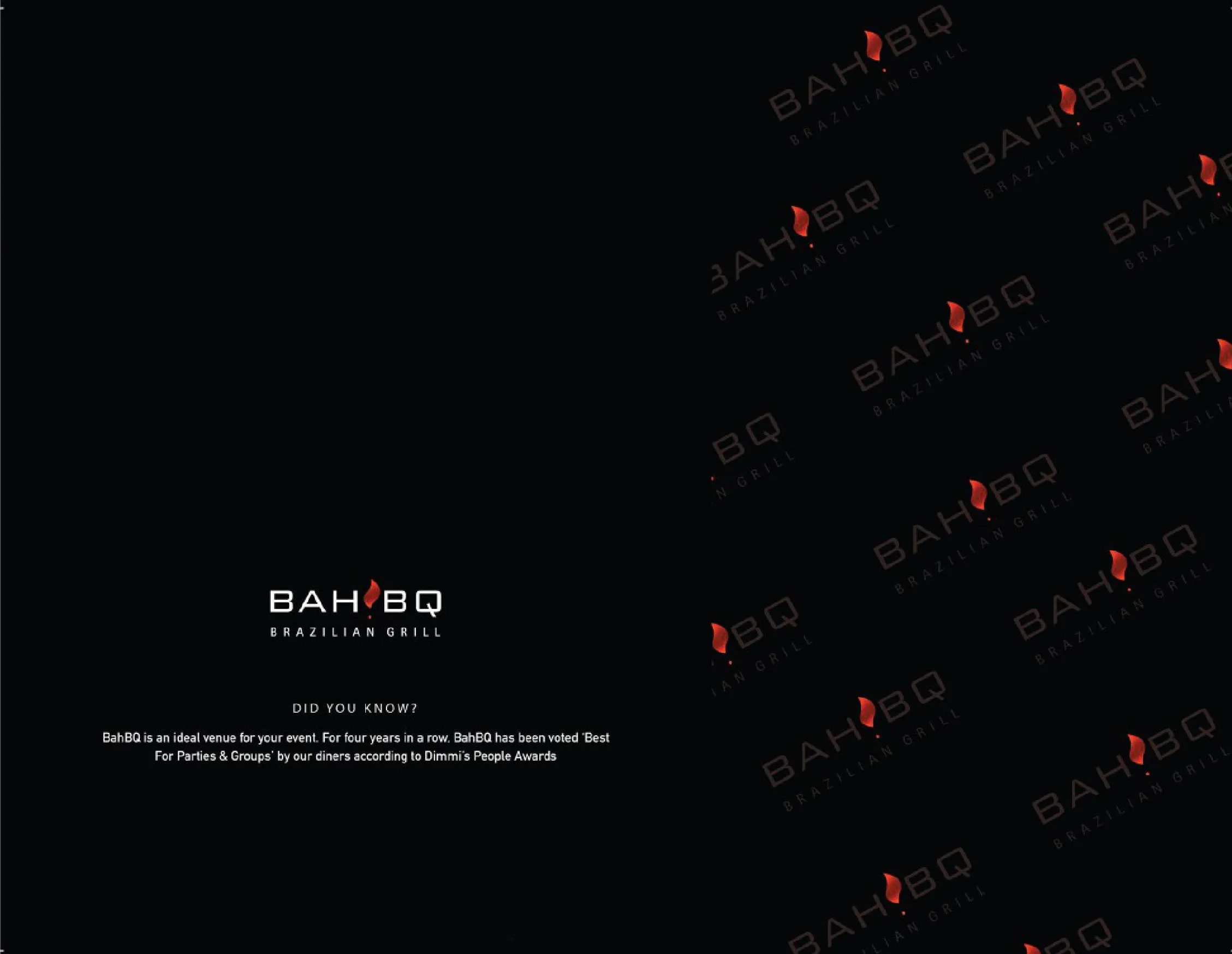BahBQ menu, page 1