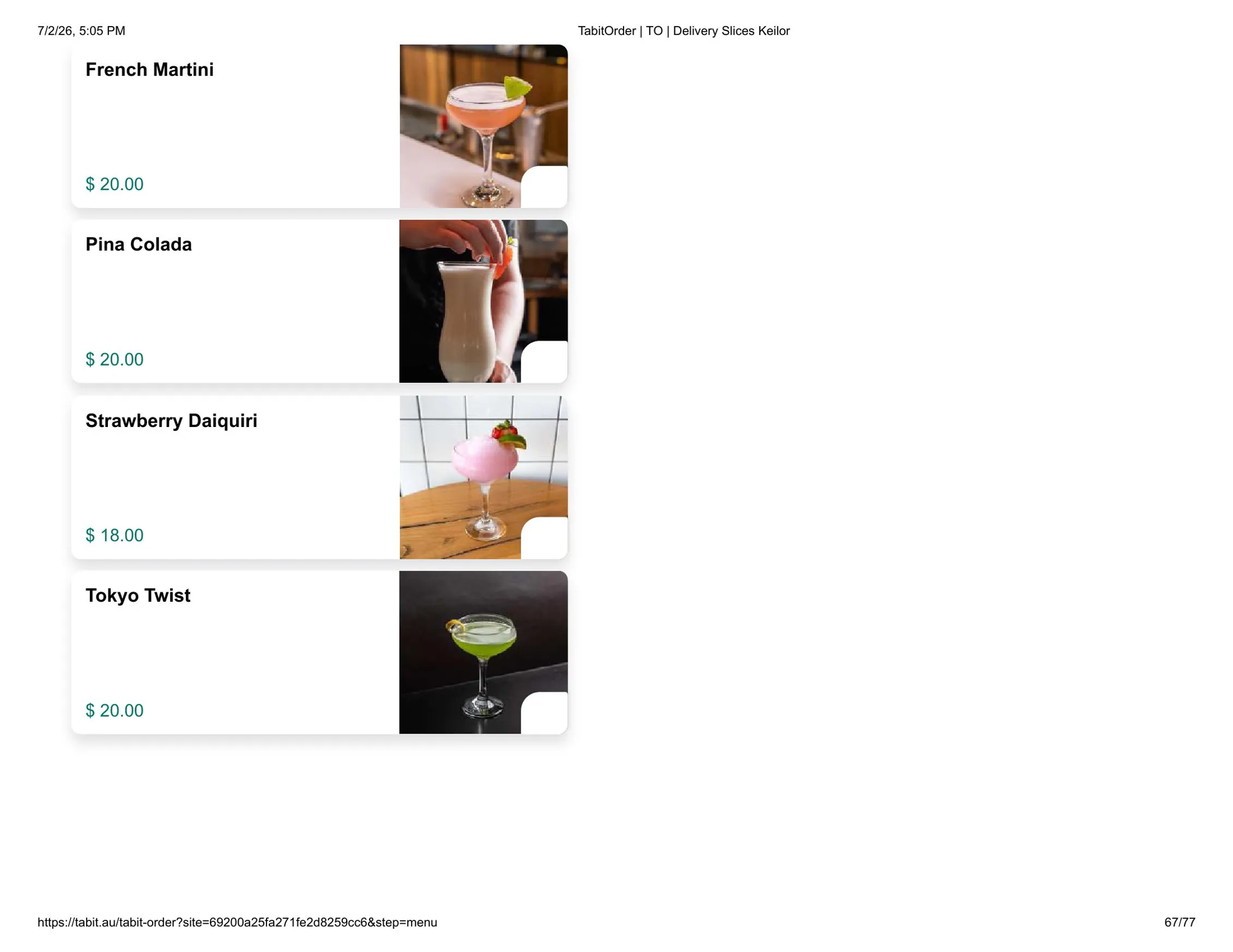 Slices Restaurant Keilor menu, page 67
