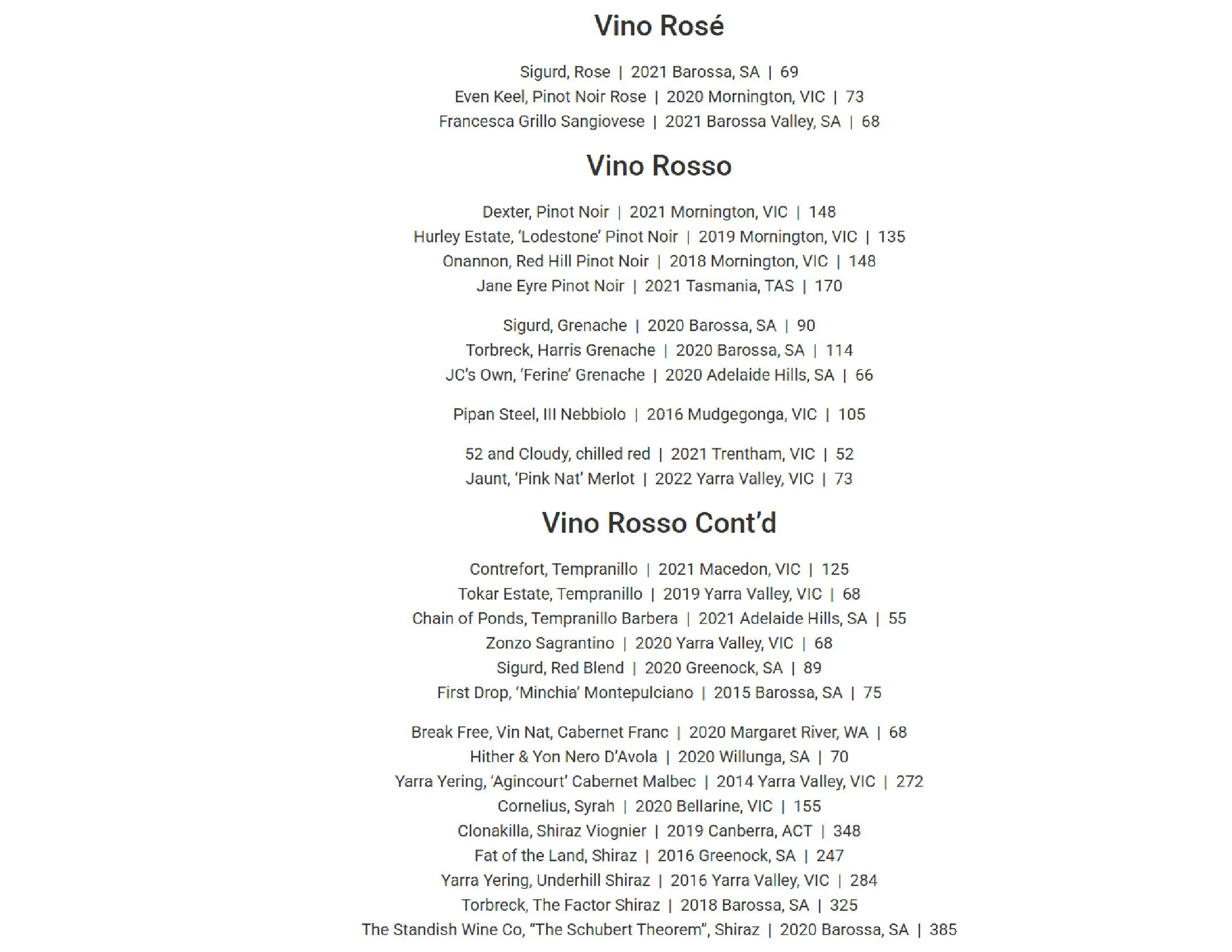 Al Dente Enoteca menu, page 3