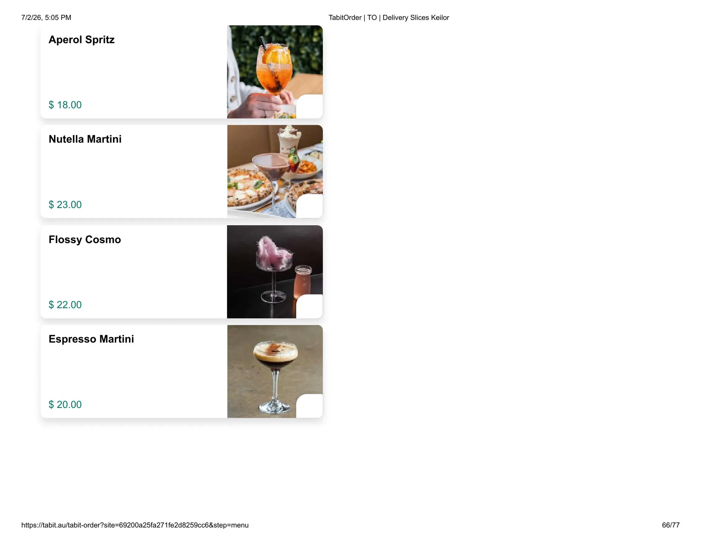 Slices Restaurant Keilor menu, page 66
