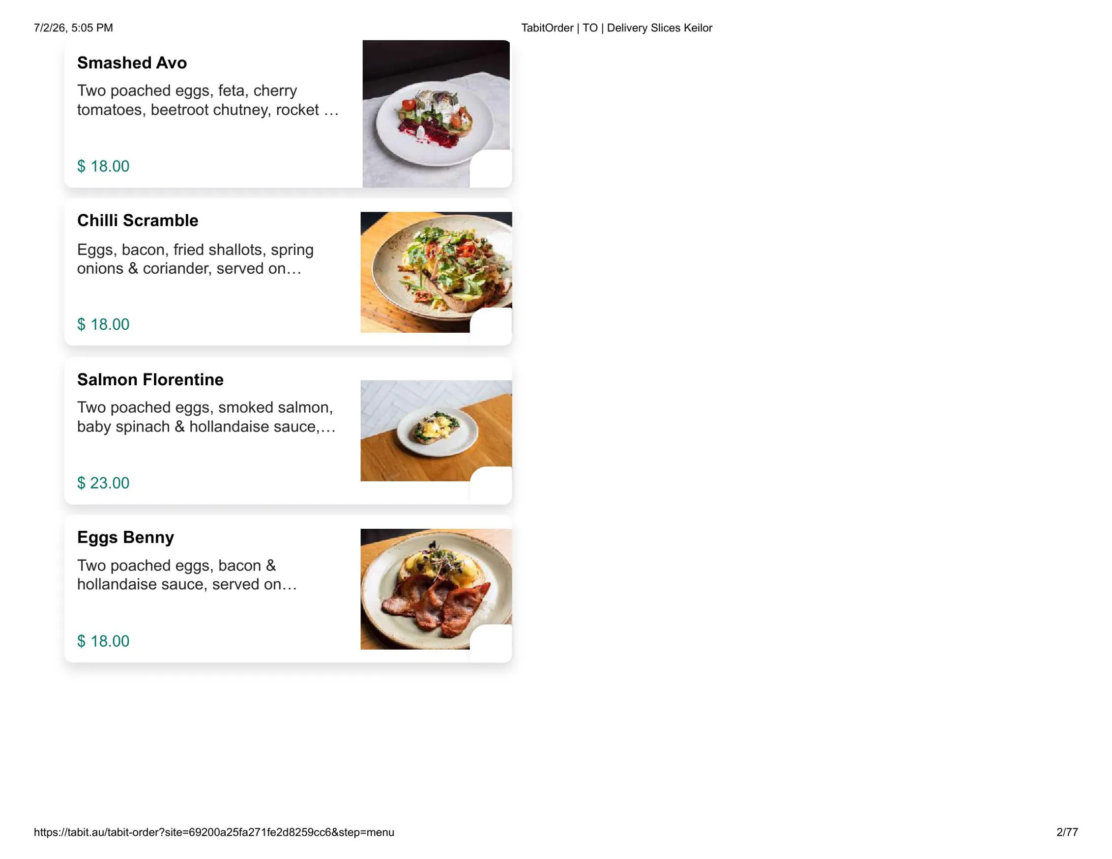 Slices Restaurant Keilor menu, page 2