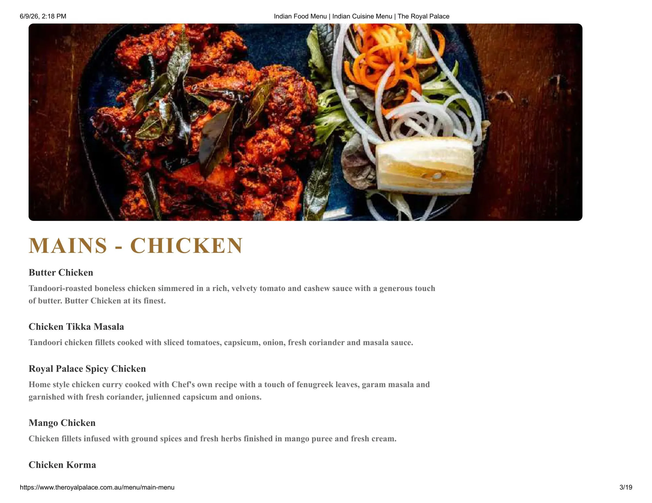 The Royal Palace - Terrigal menu, page 3