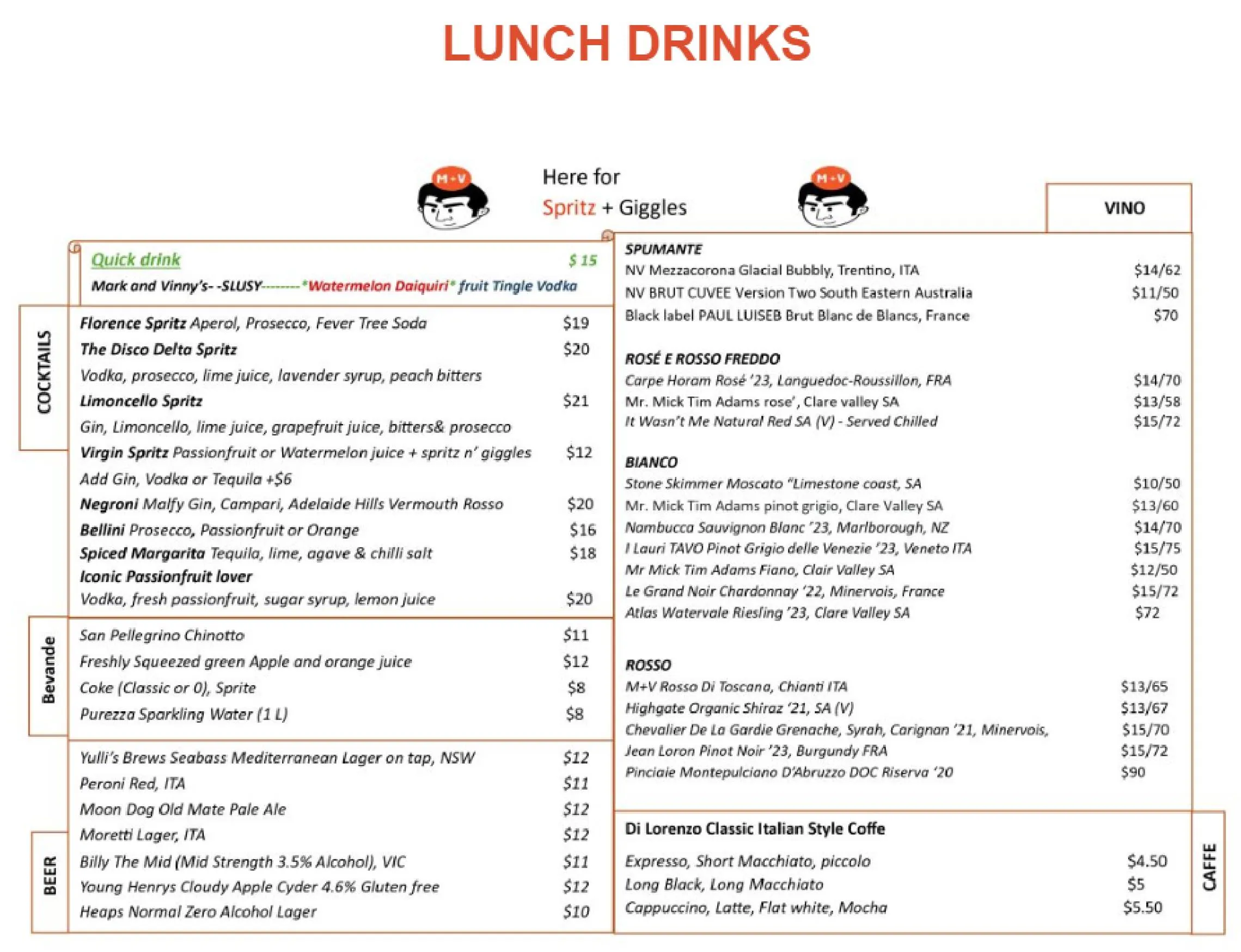 Mark and Vinny's menu, page 3