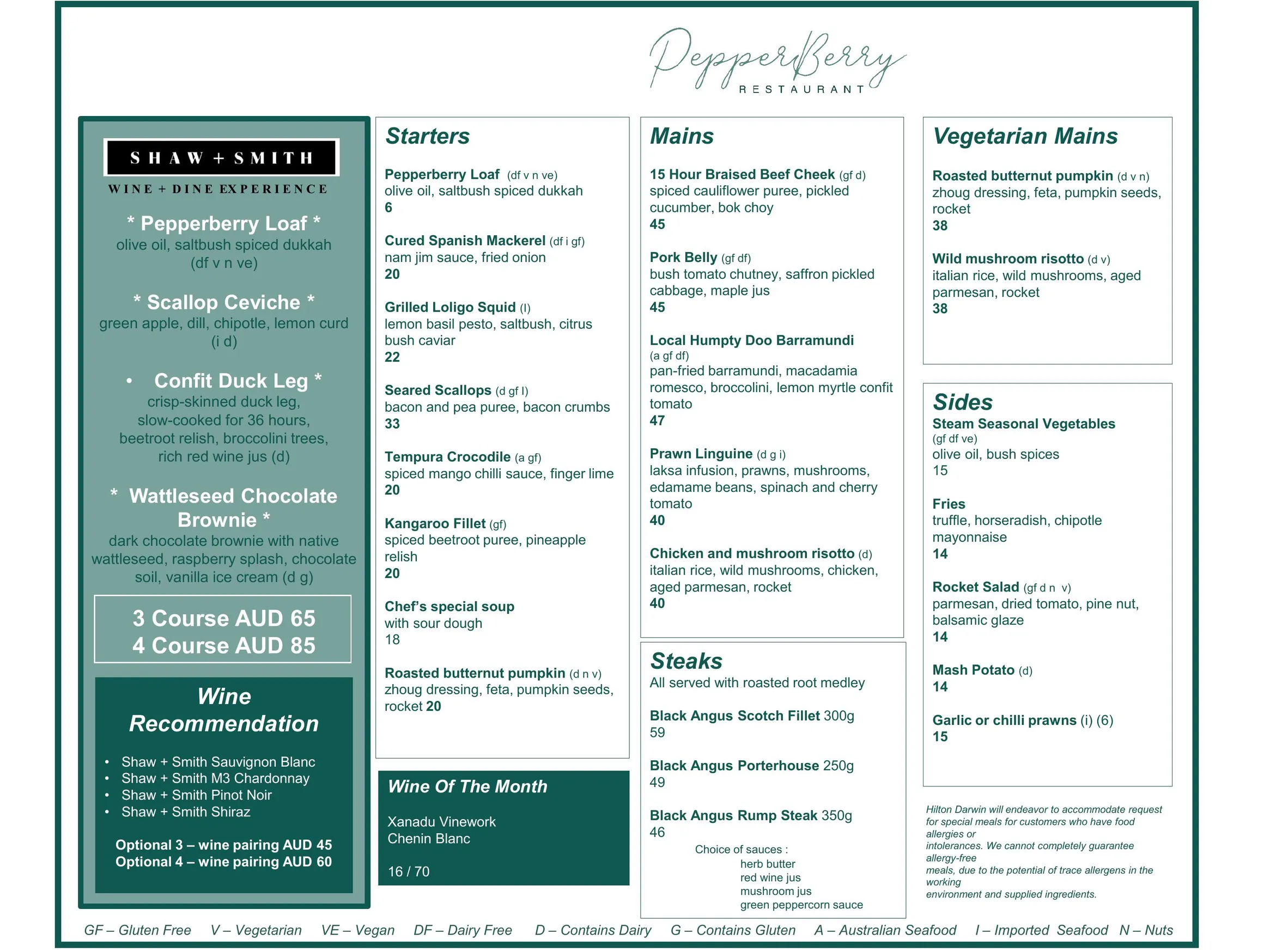 Pepperberry menu, page 2