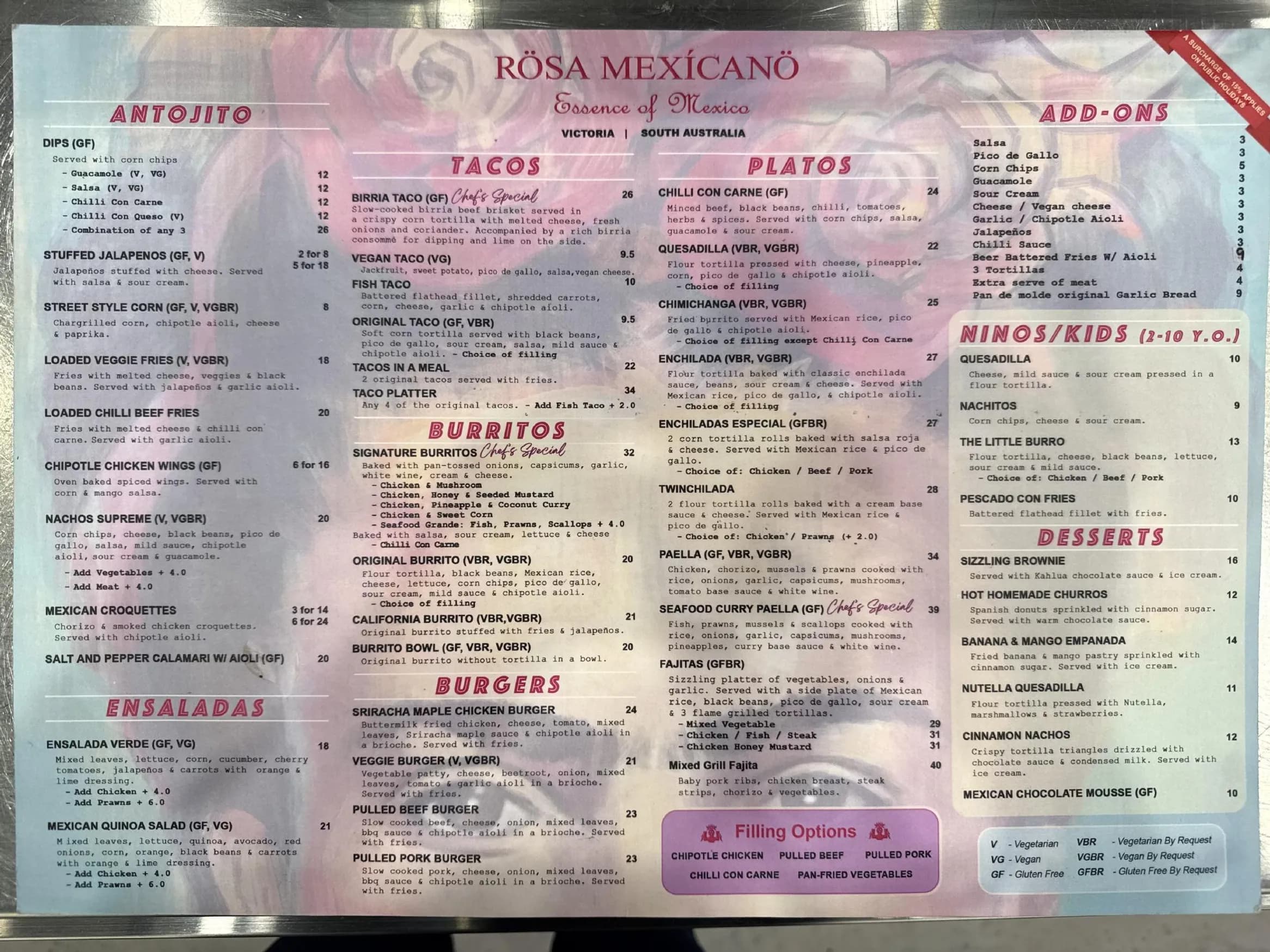 Rosa Mexicano menu, page 7