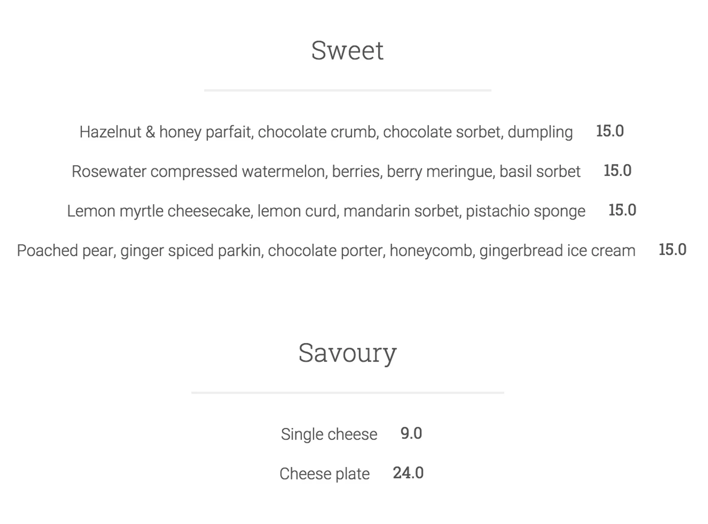 Papa Goose menu, page 3
