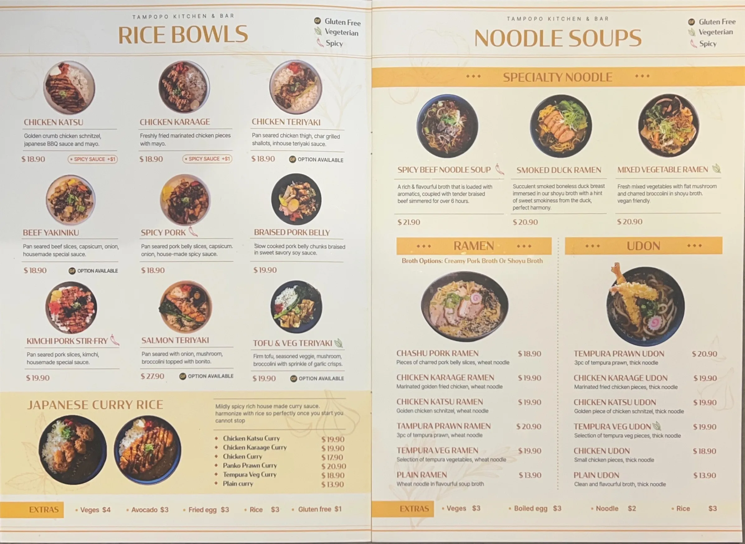 Tampopo Kitchen & Bar menu, page 1