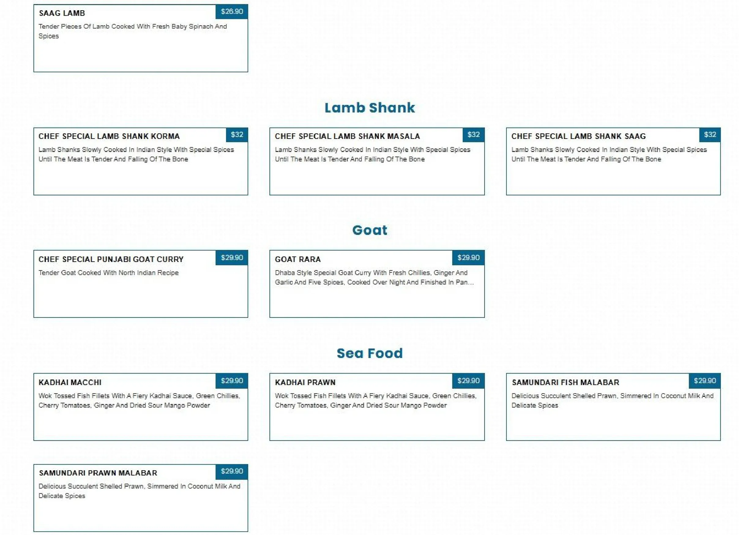 Seaside Shahi Indian Restaurant menu, page 5