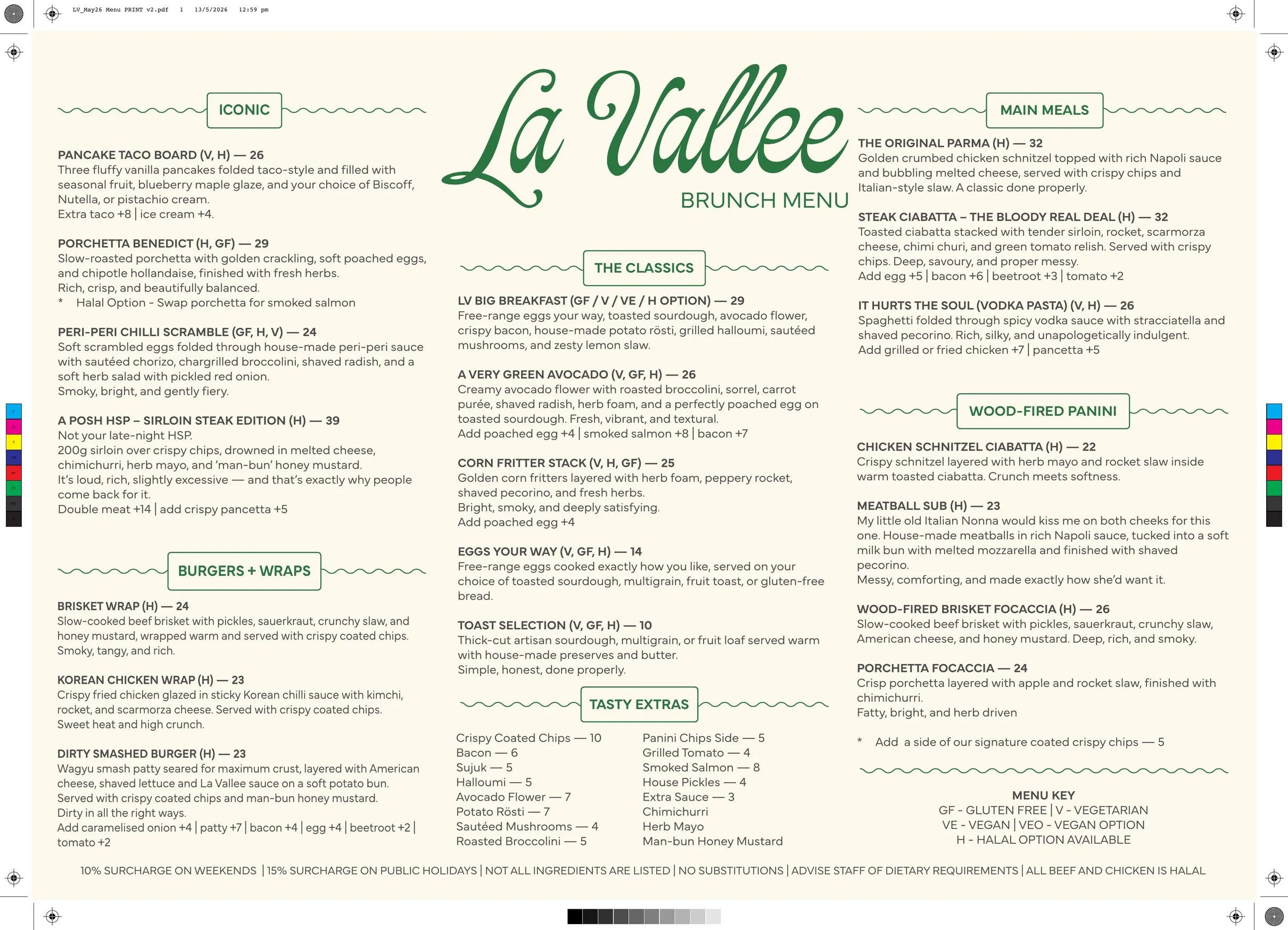 La Vallee Cafe and Restaurant menu, page 3