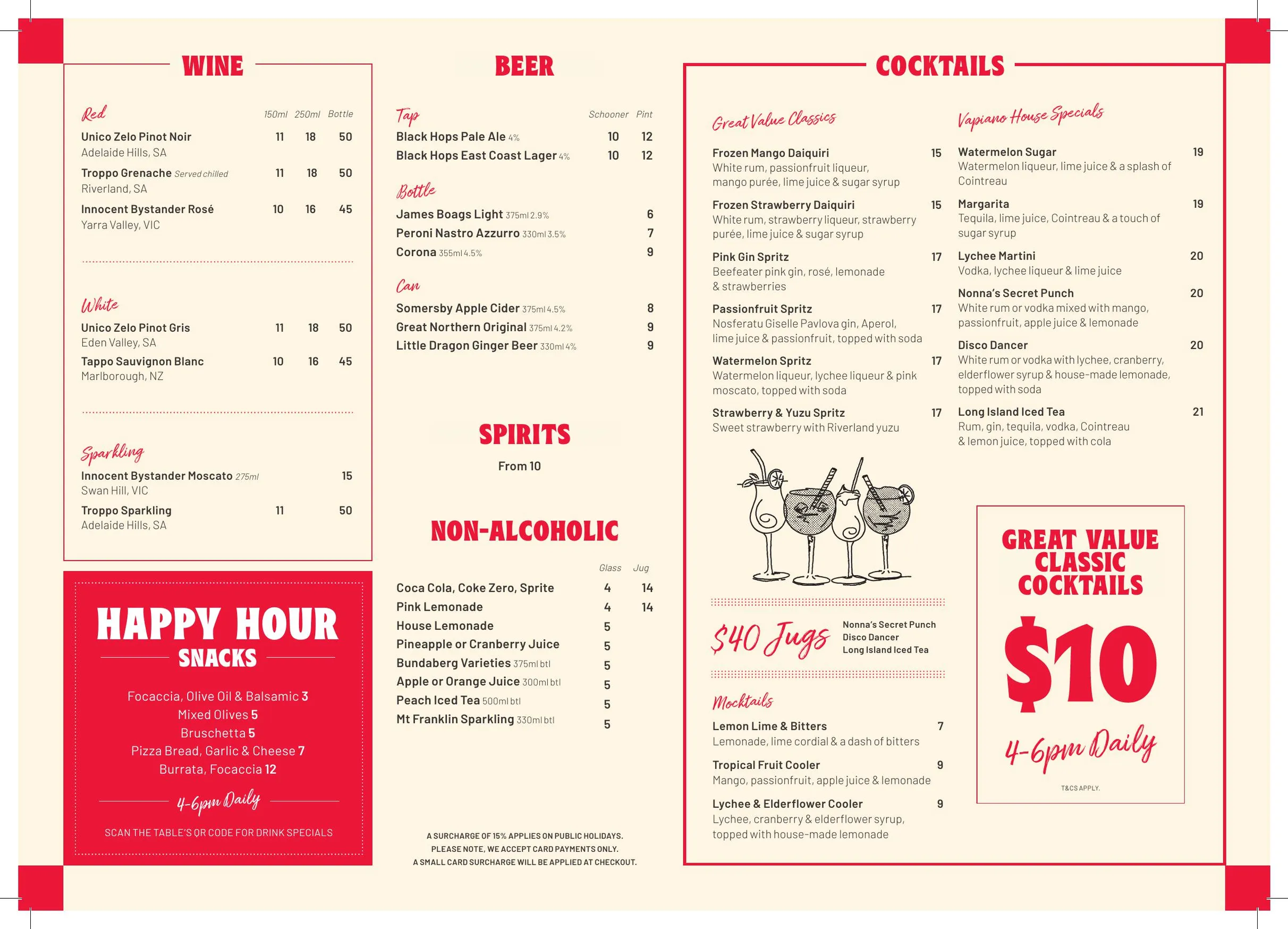 Vapiano menu, page 2