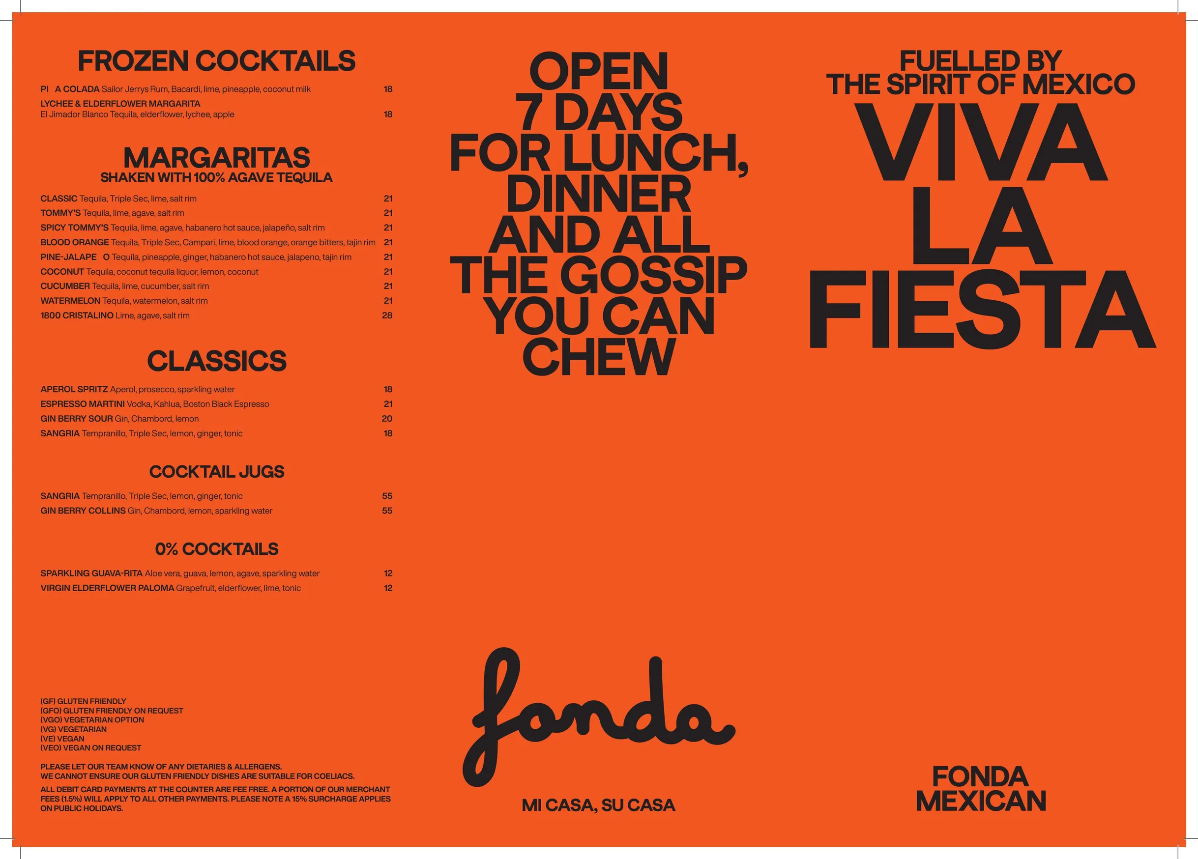 Fonda Mexican Windsor menu, page 1