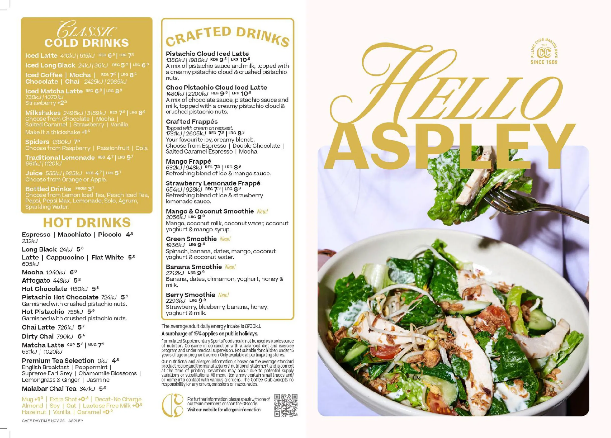 The Coffee Club Aspley menu, page 1