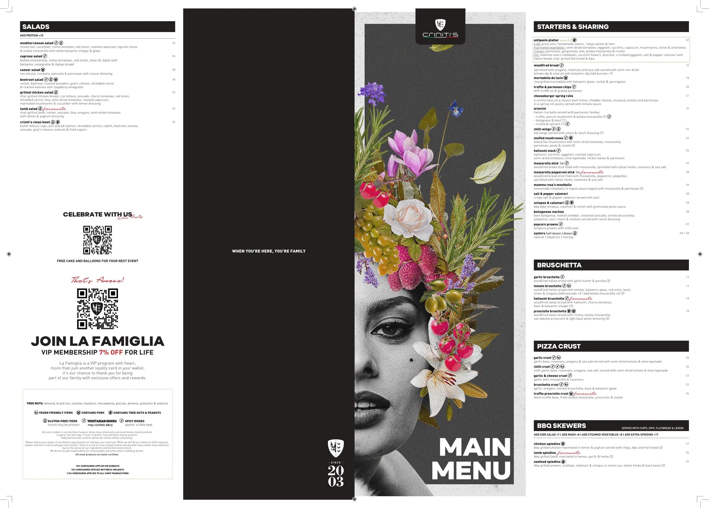 Criniti's Carousel menu, page 1