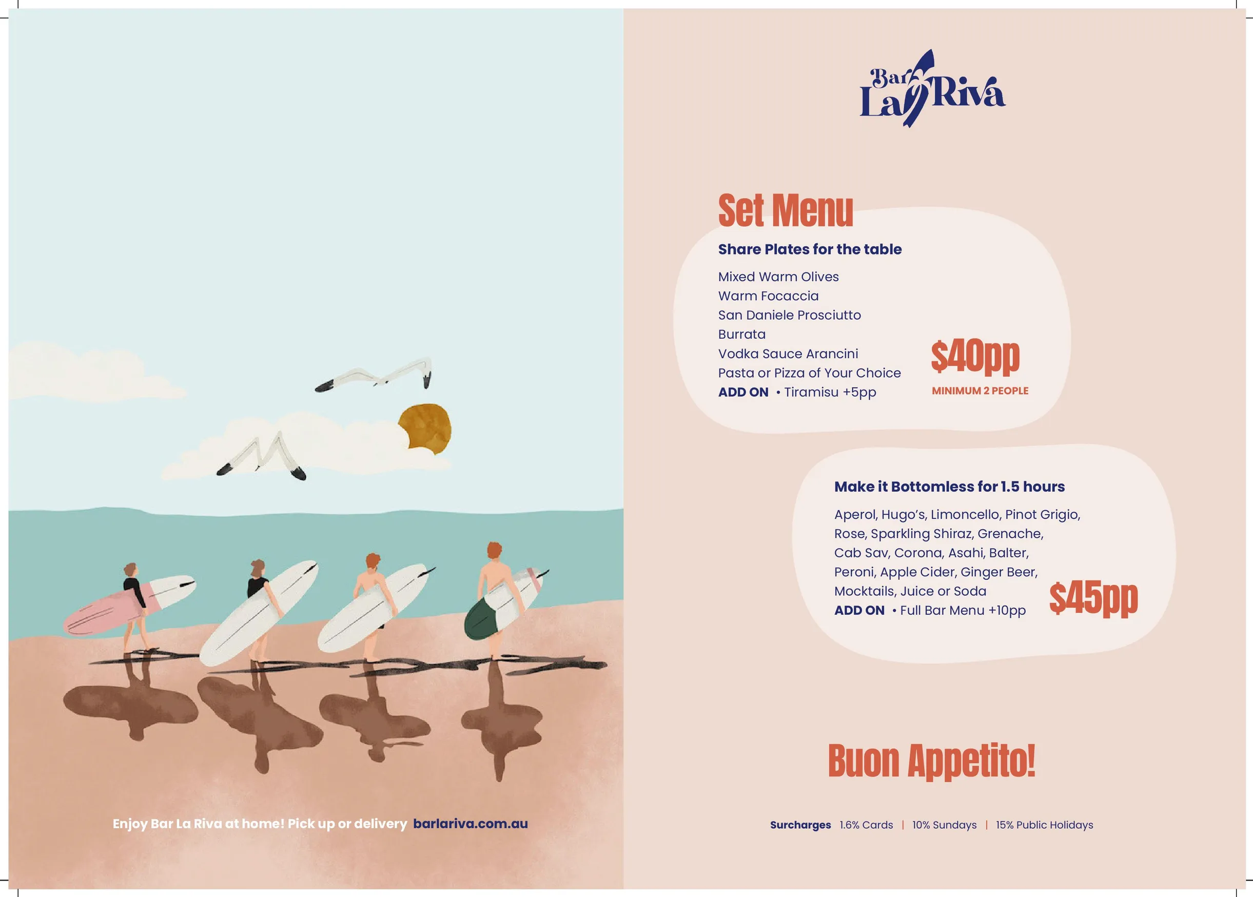 Bar La Riva menu, page 1