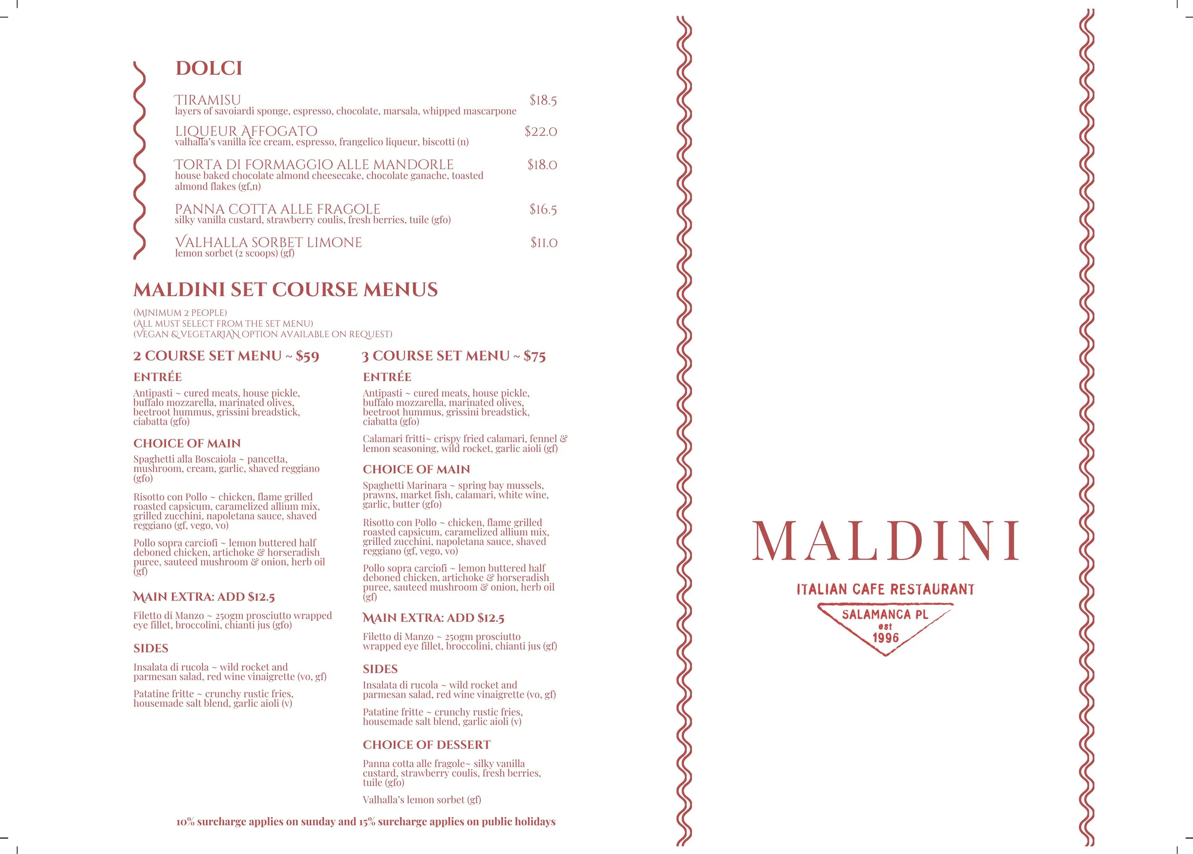 Maldini menu, page 1