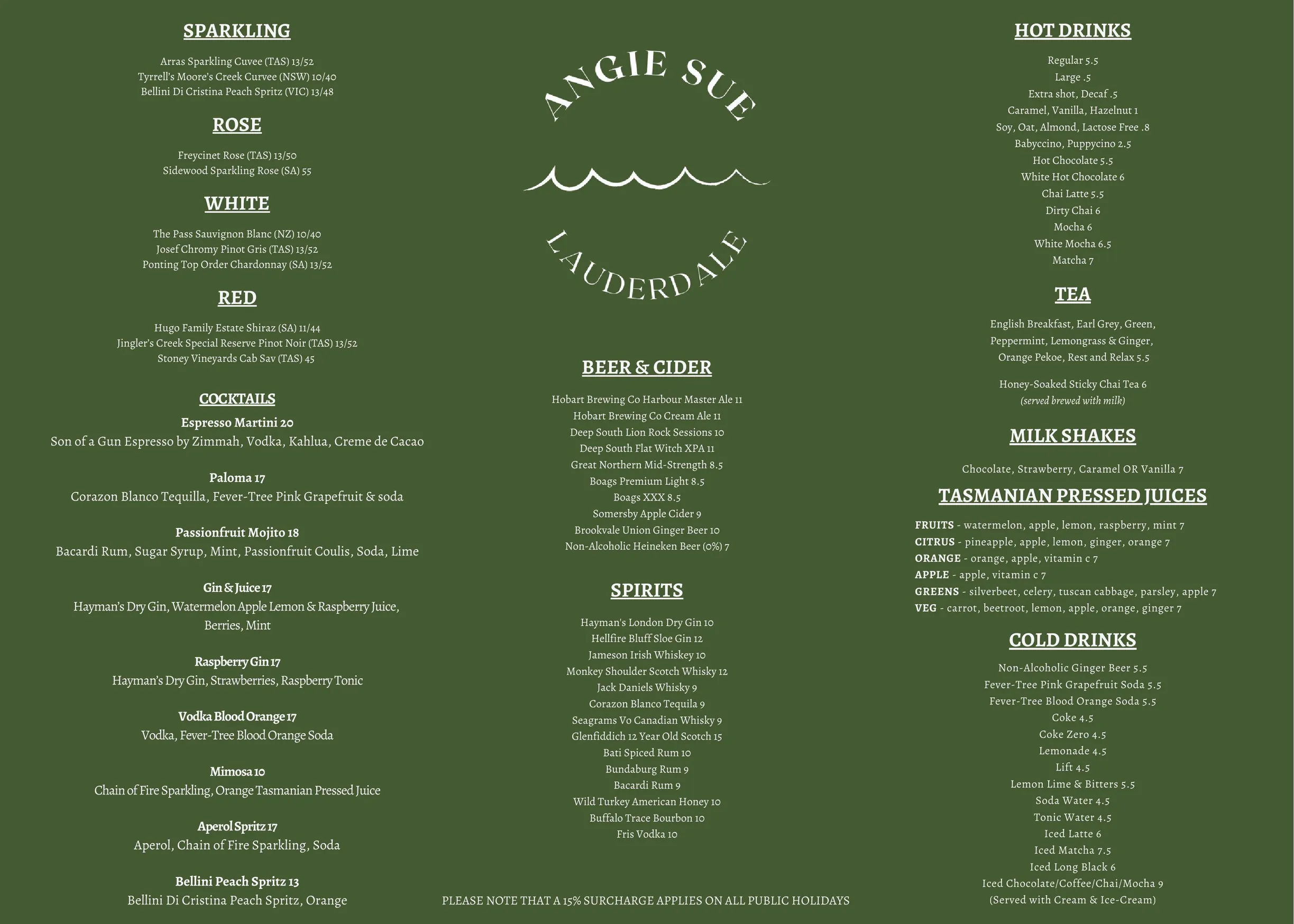 Angie Sue menu, page 2