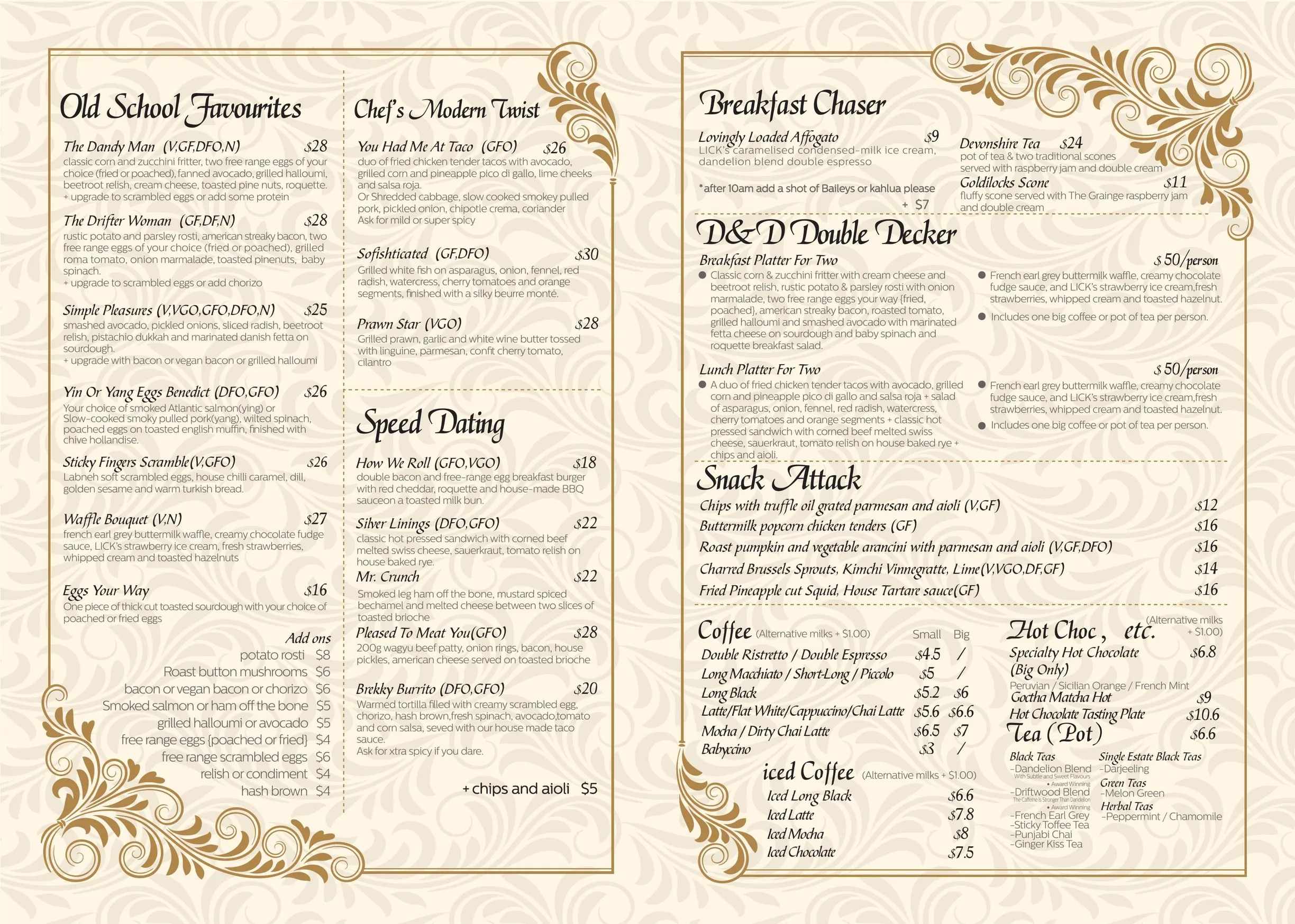 Dandelion & Driftwood menu, page 2