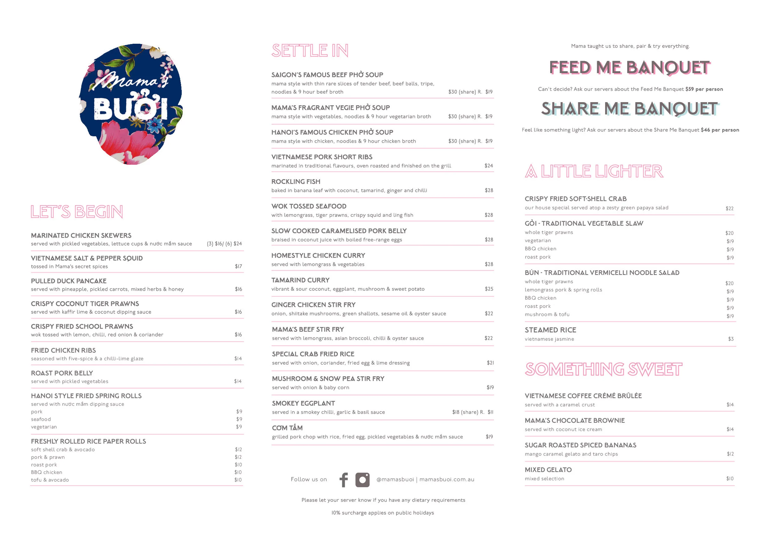 Mama's Buoi Tramsheds menu, page 1