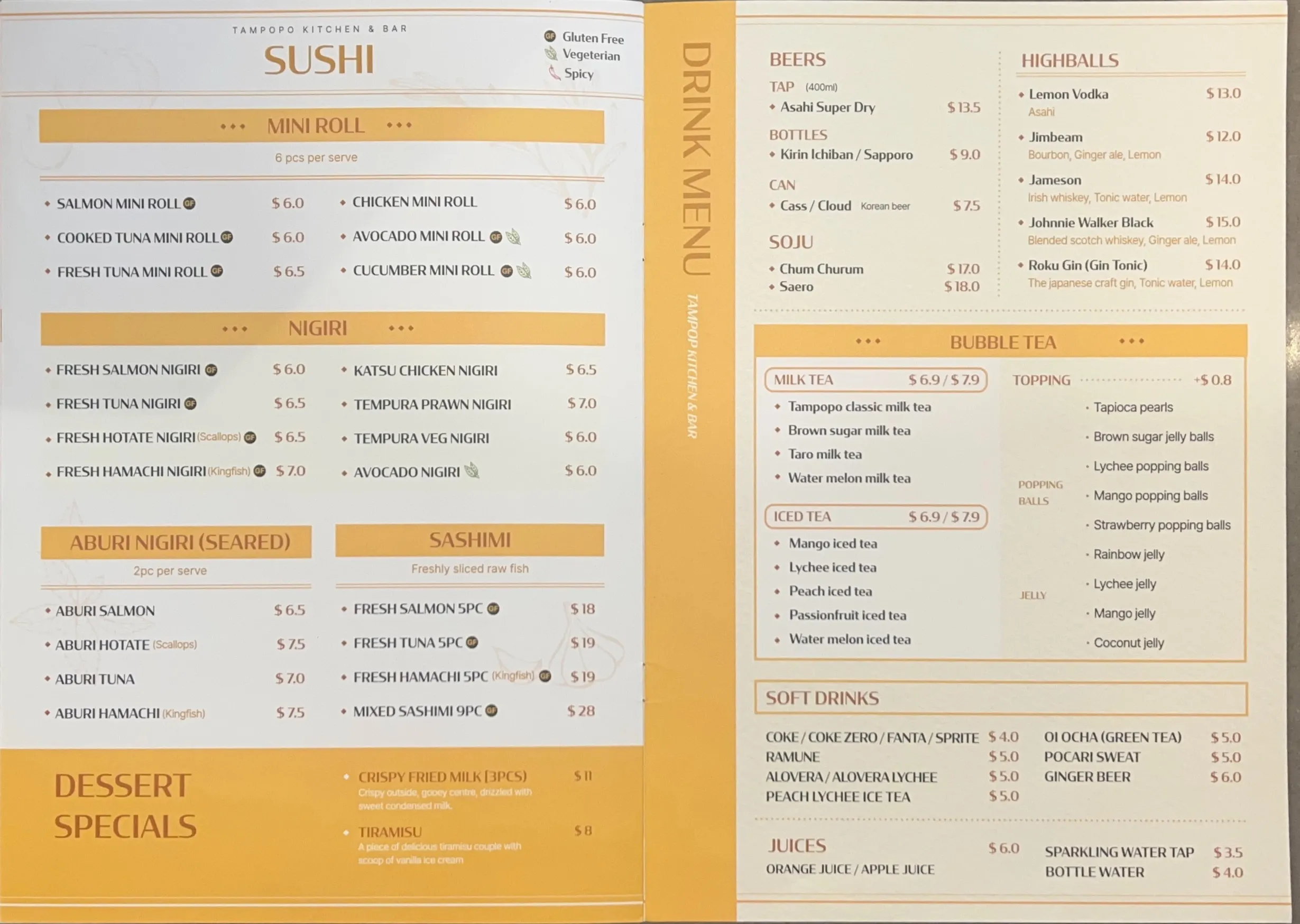 Tampopo Kitchen & Bar menu, page 3