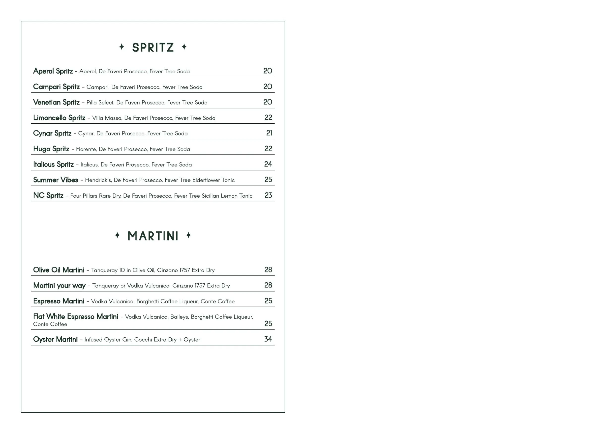 Bar Conte menu, page 6