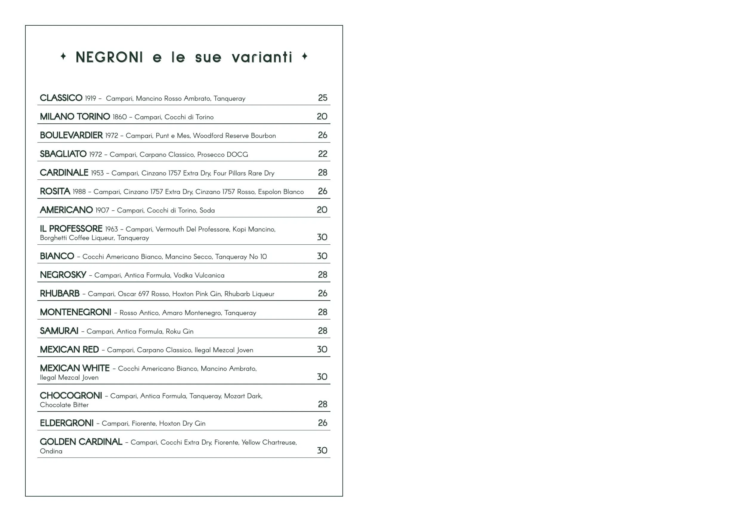 Bar Conte menu, page 4