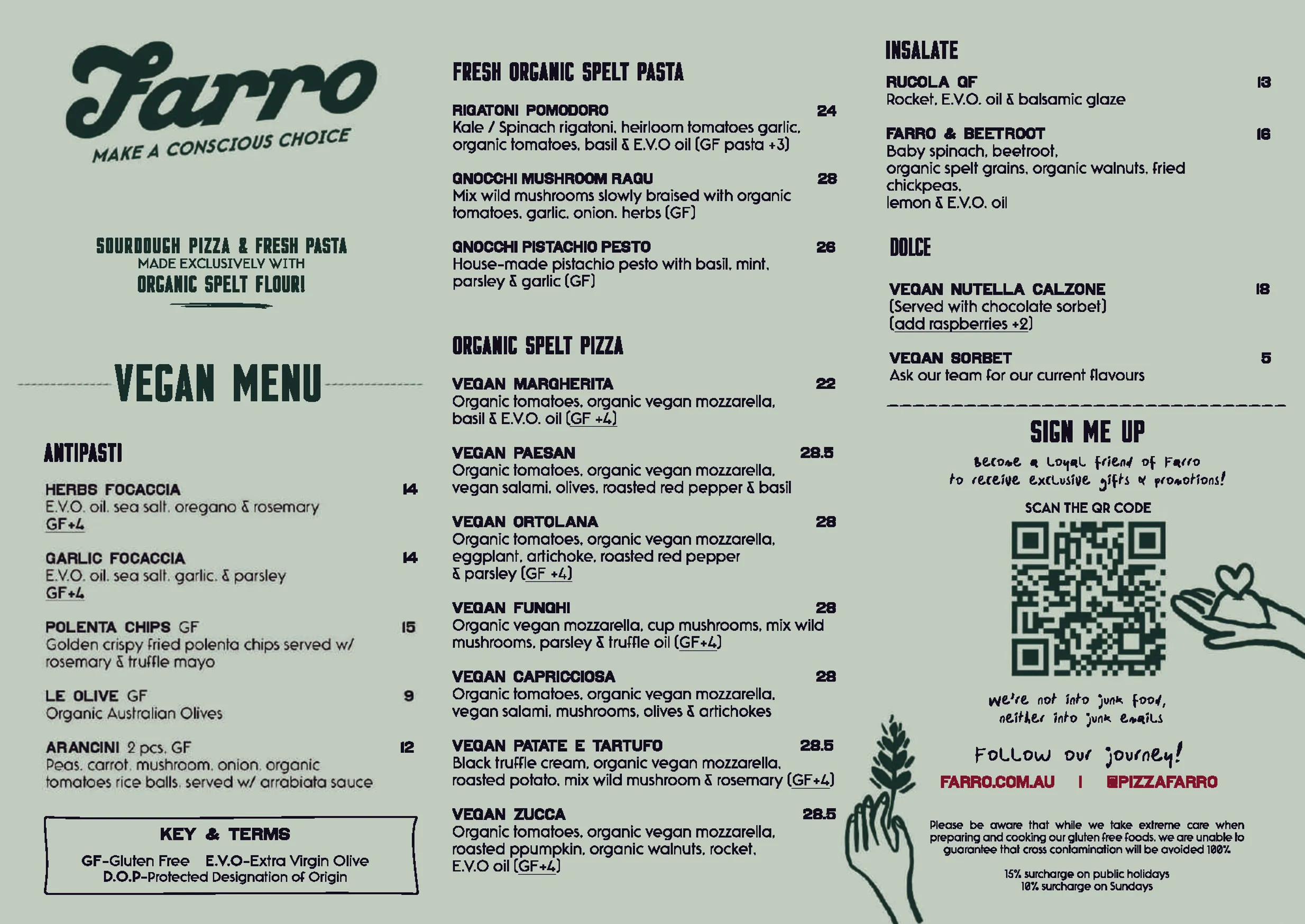 Farro menu, page 6