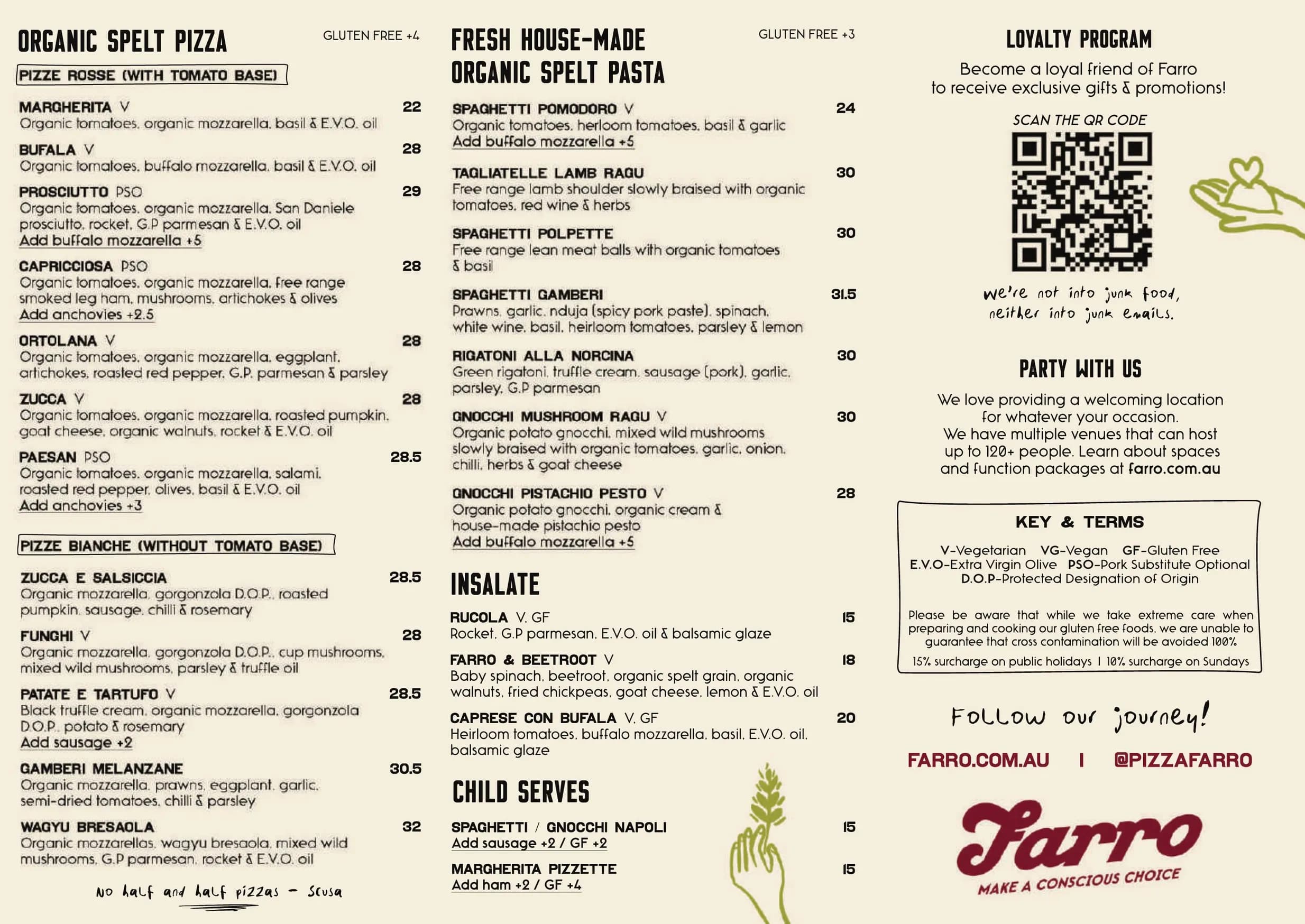 Farro menu, page 2
