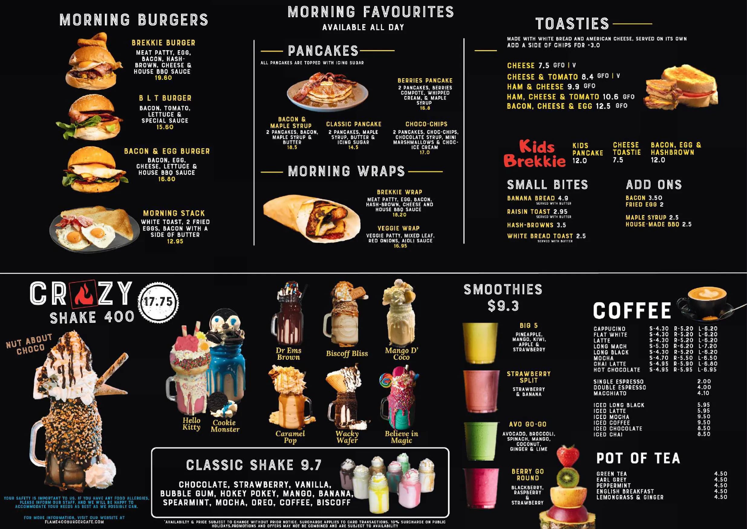 Flame400 Burger Cafe menu, page 3