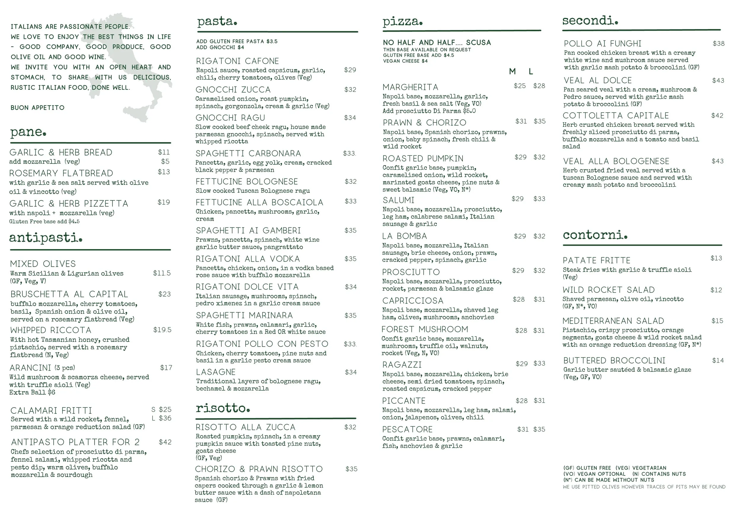 Capital Restaurant menu, page 1