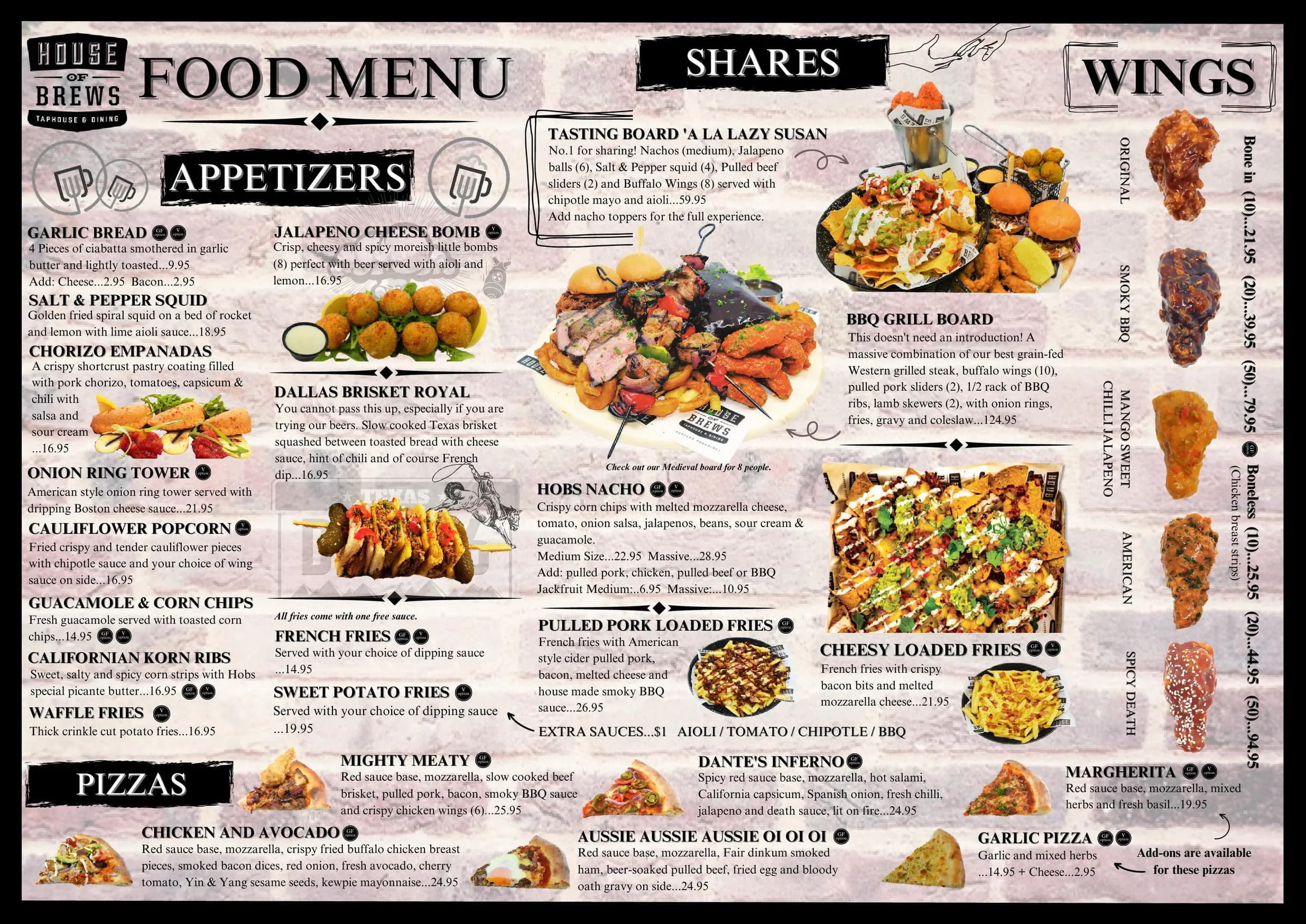 House of Brews menu, page 1