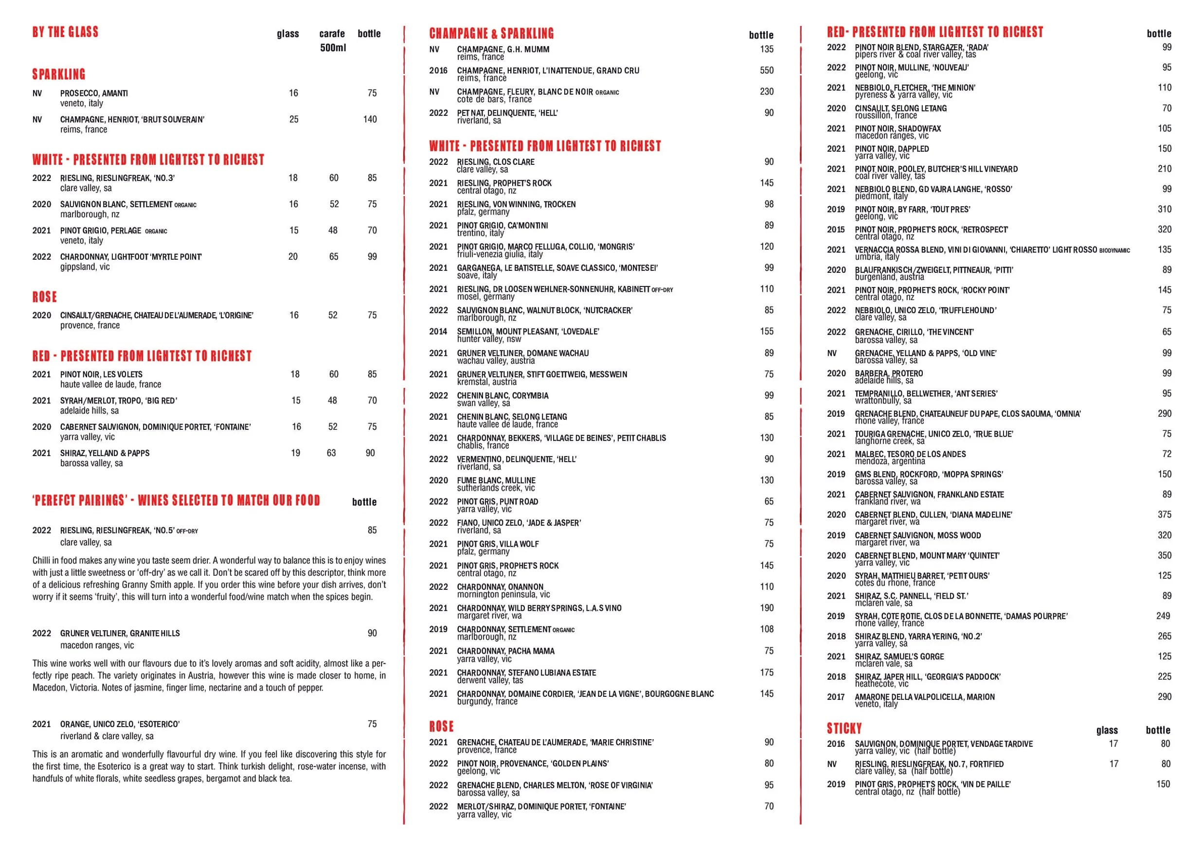 Long Chim Sydney menu, page 3