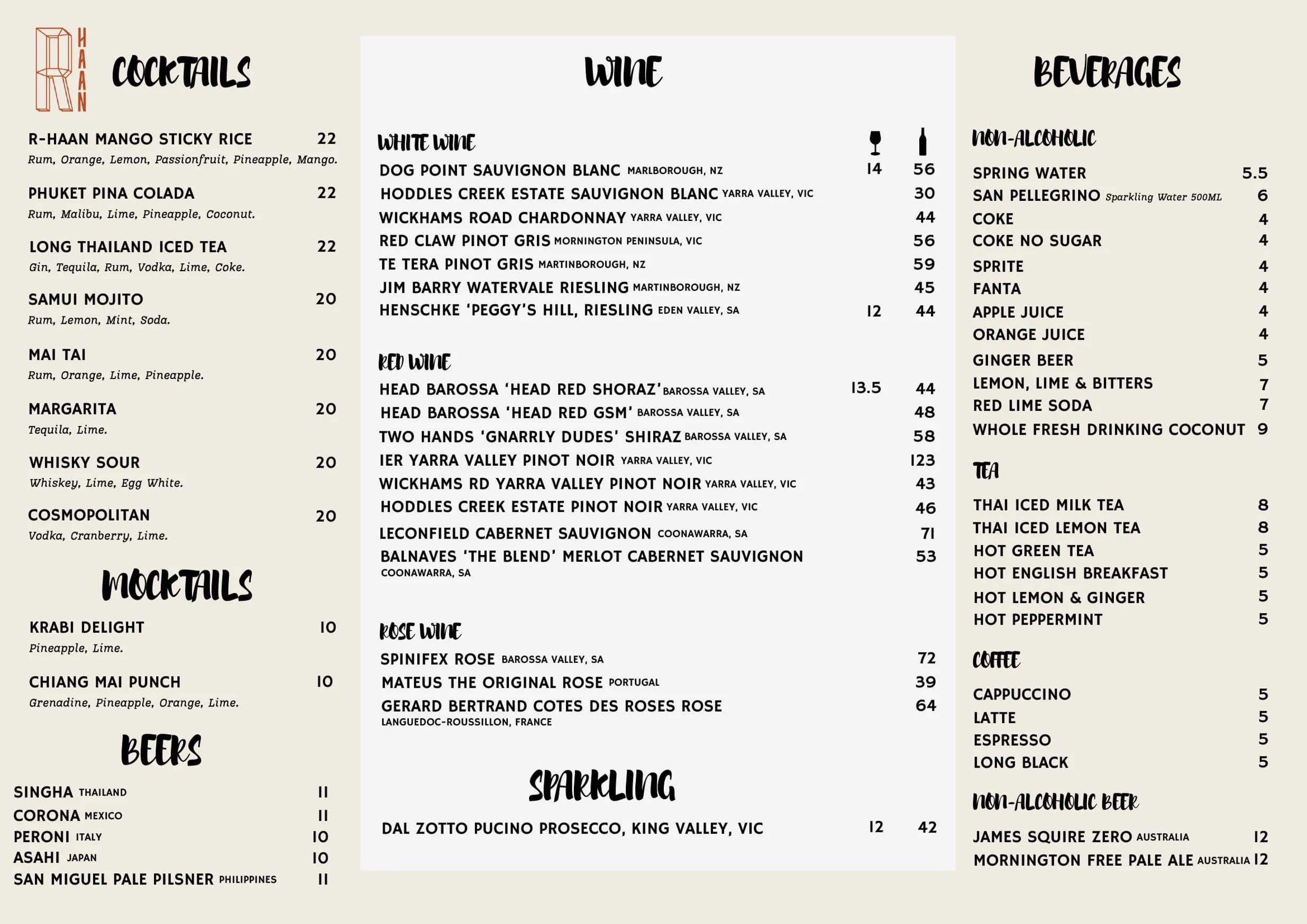 R-HAAN menu, page 3