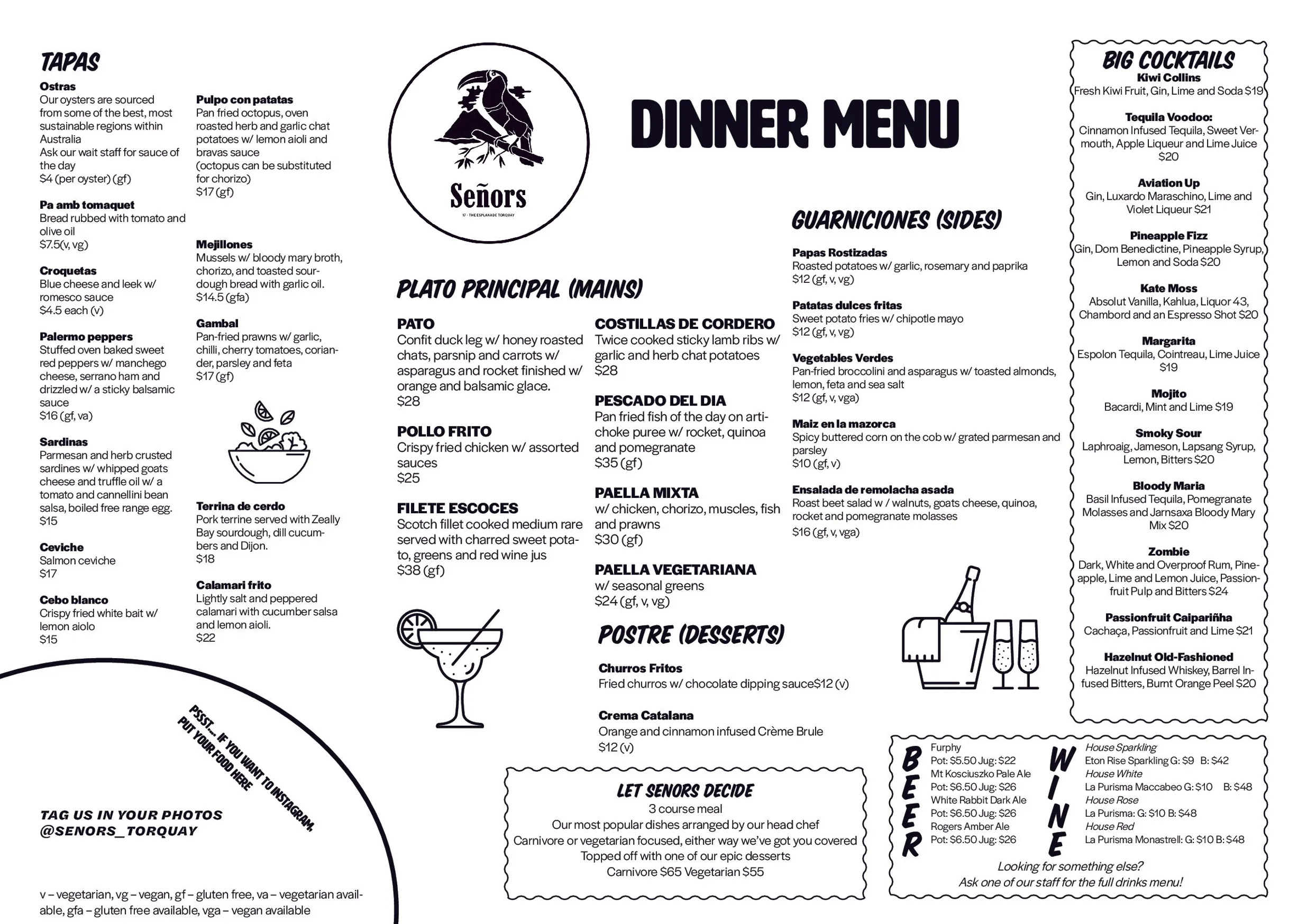 Señors menu, page 1