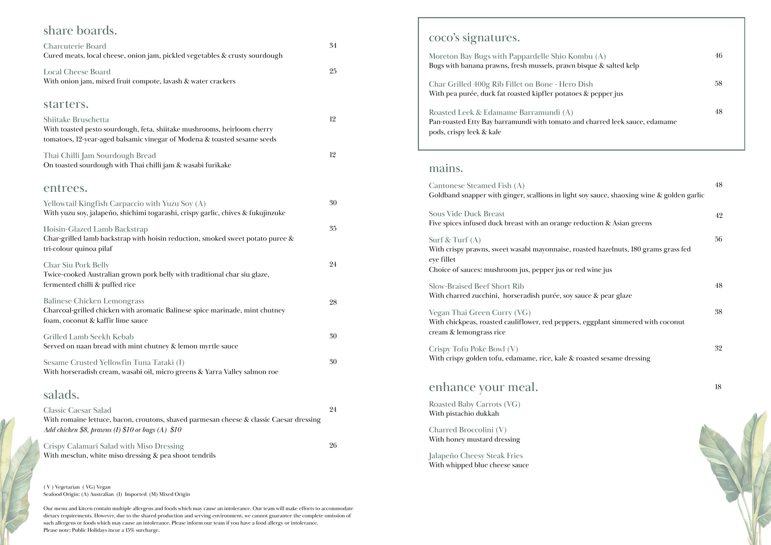 Coco's Kitchen + Bar menu, page 4