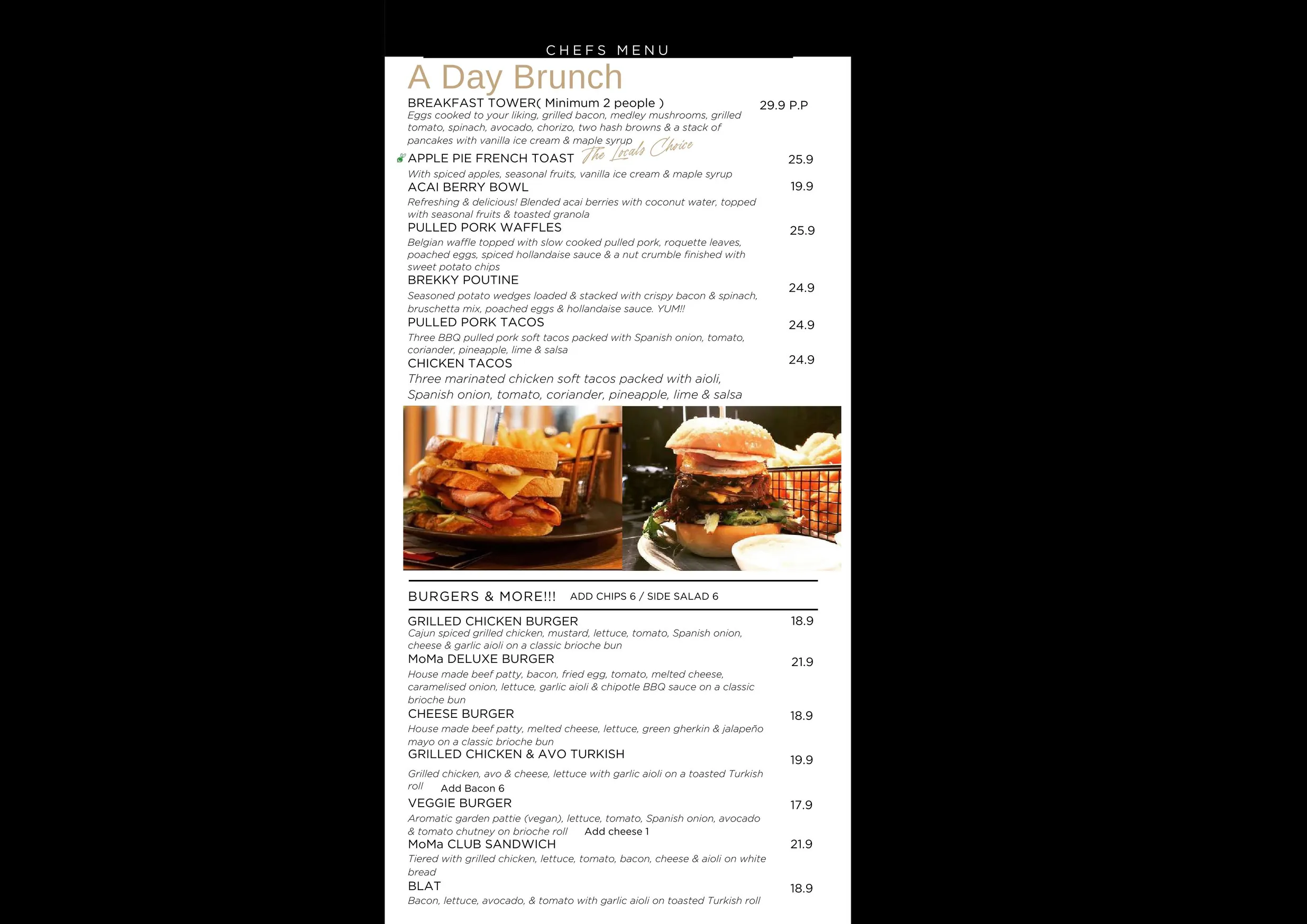 MoMa Social Cafe menu, page 3
