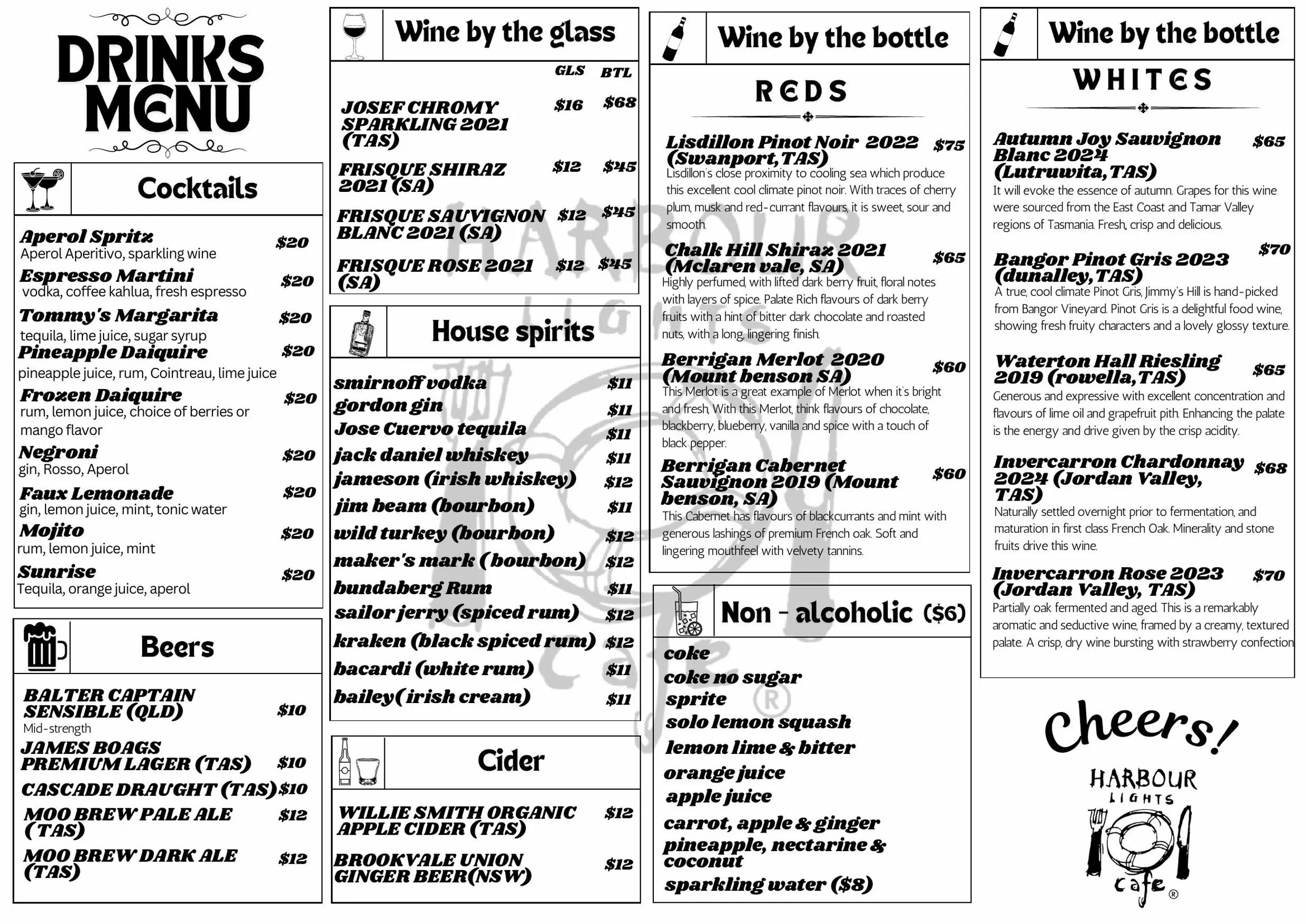 Harbour Lights Cafe menu, page 2