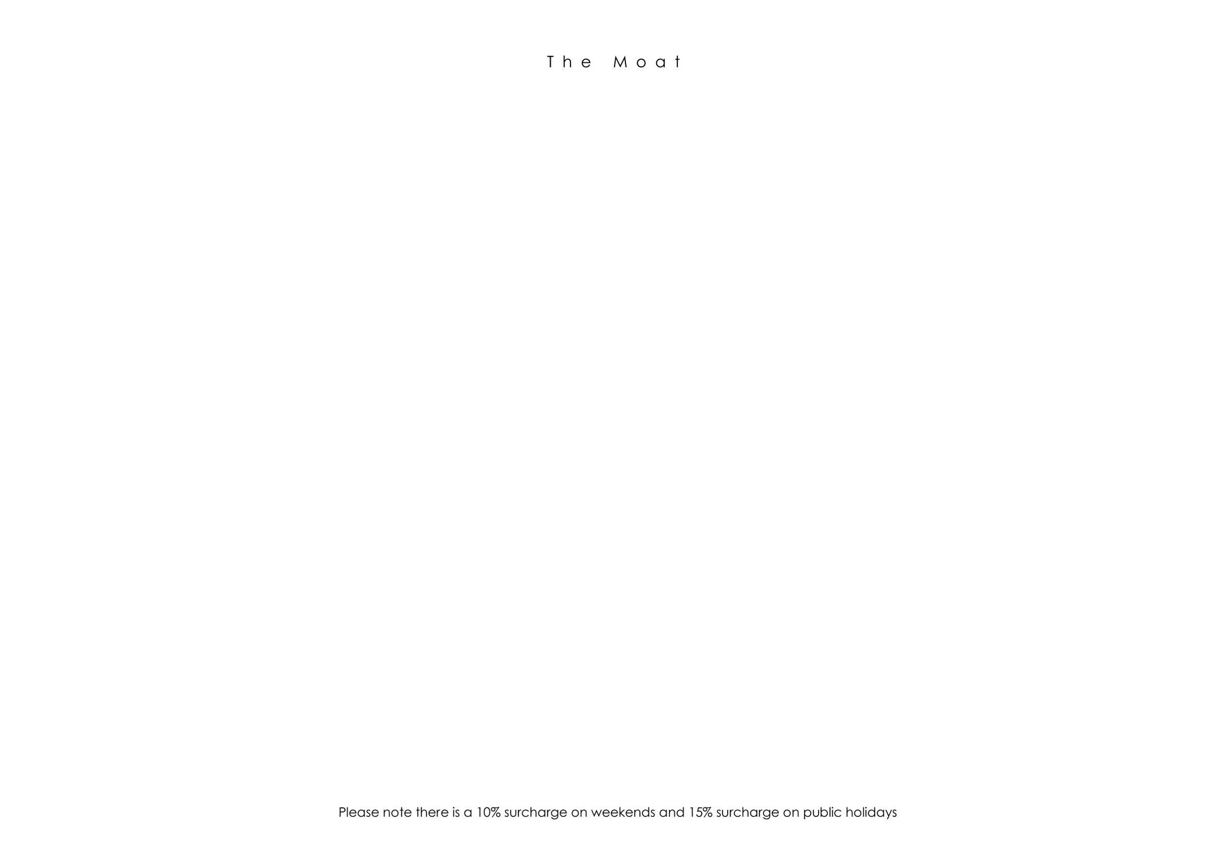 The Moat menu, page 4