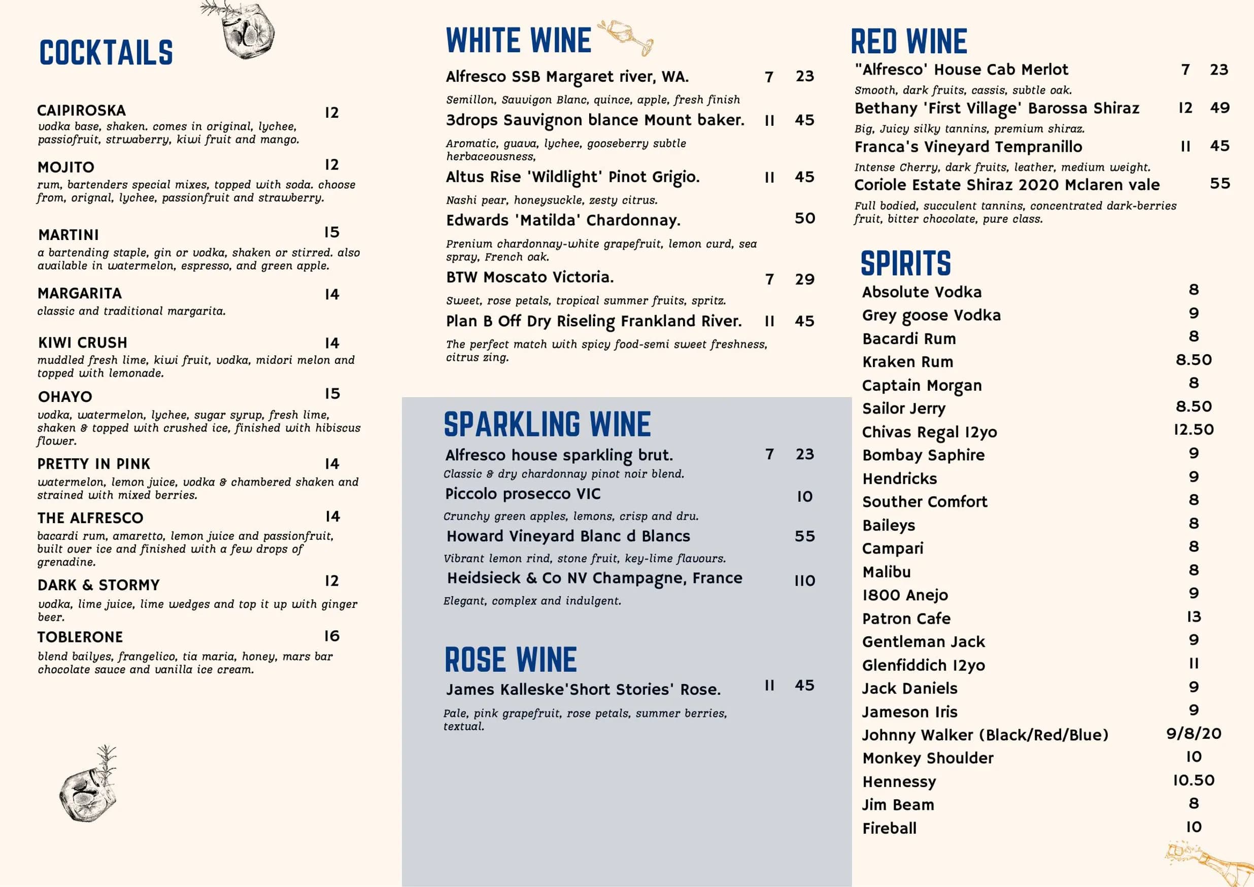 Alfresco Indian Cuisine menu, page 5