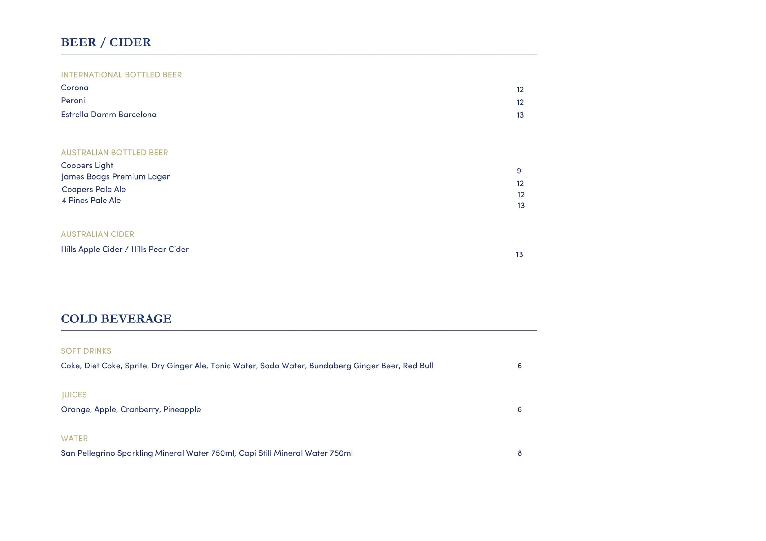 Cafe del Mar menu, page 10