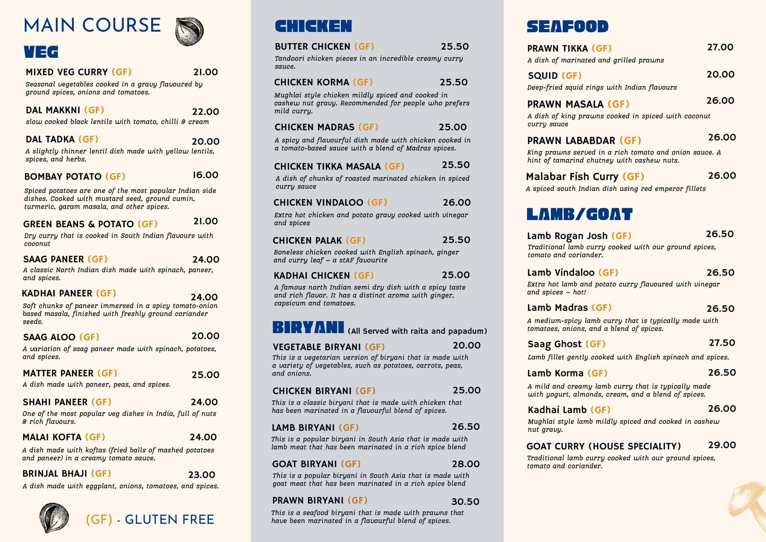 Alfresco Indian Cuisine menu, page 2