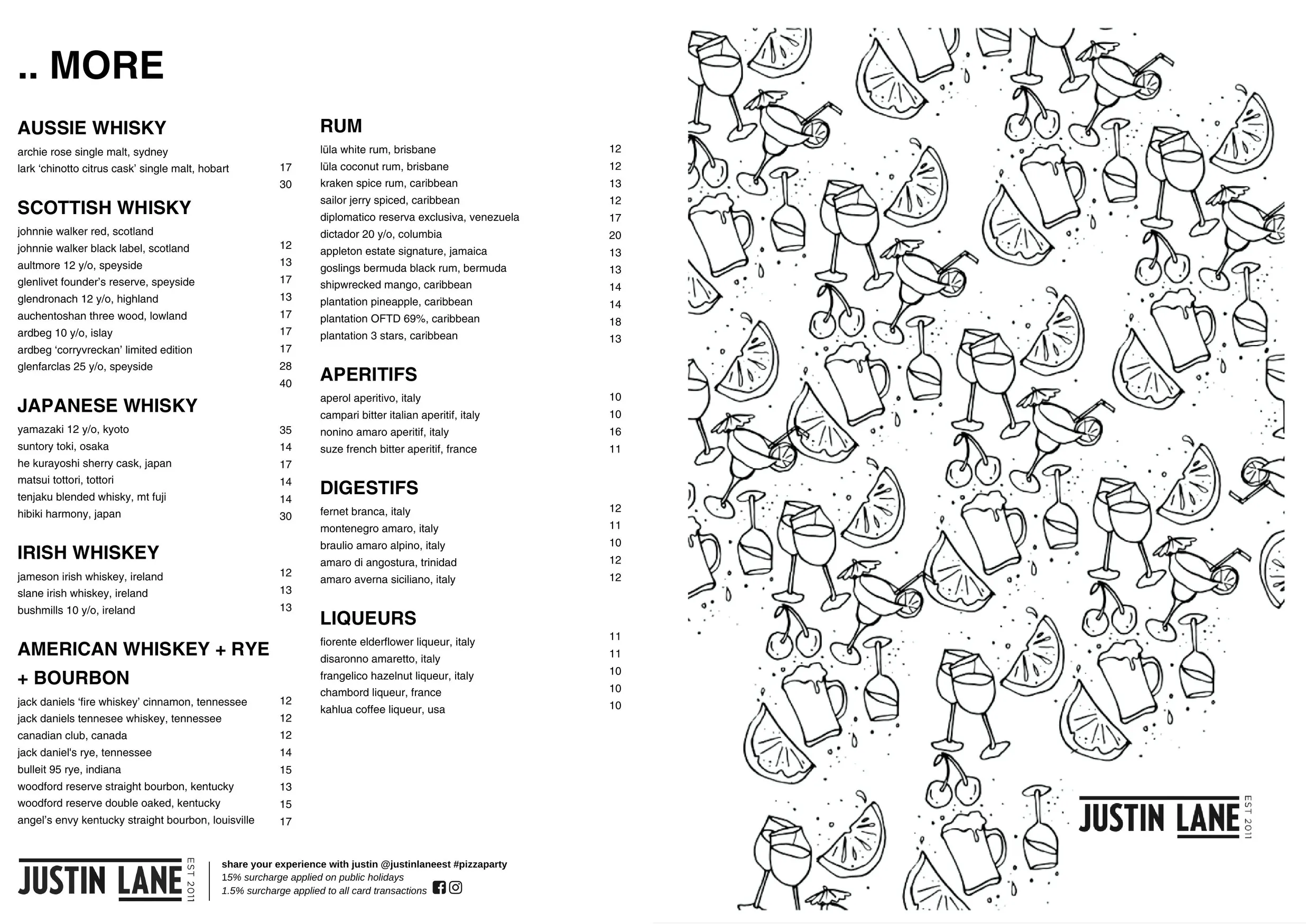 Justin Lane menu, page 4