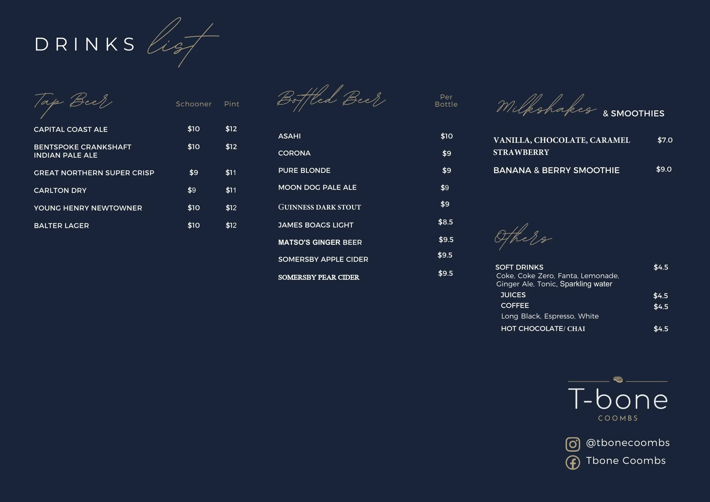 T-Bone menu, page 2