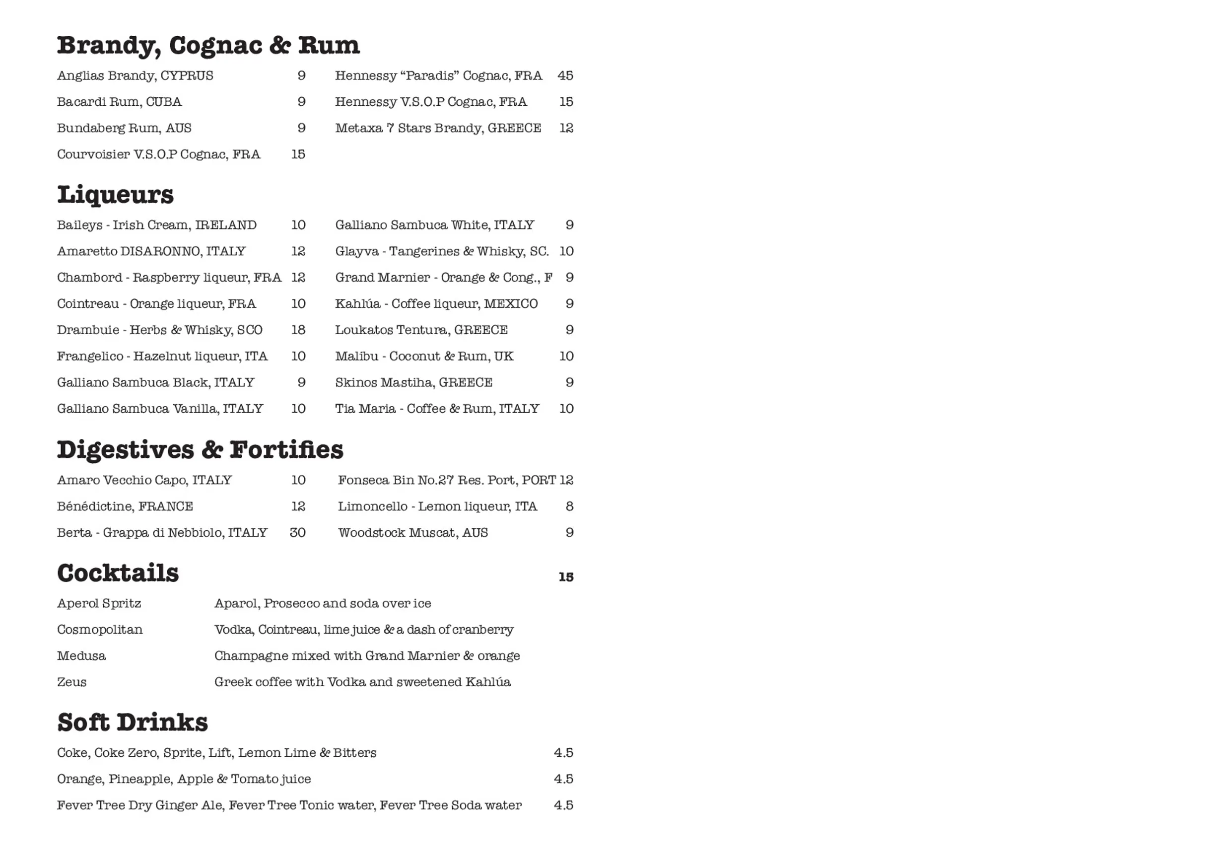 Zucca Greek Mezze menu, page 4
