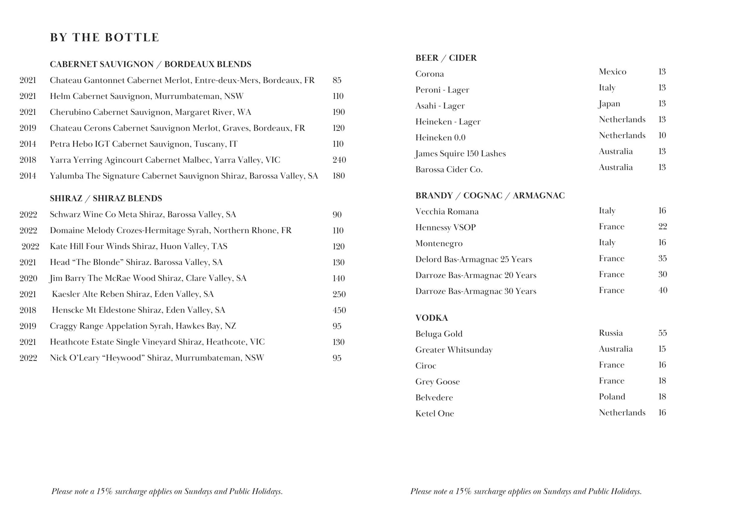 THE BAR @ Intercontinental Sydney Double Bay menu, page 7